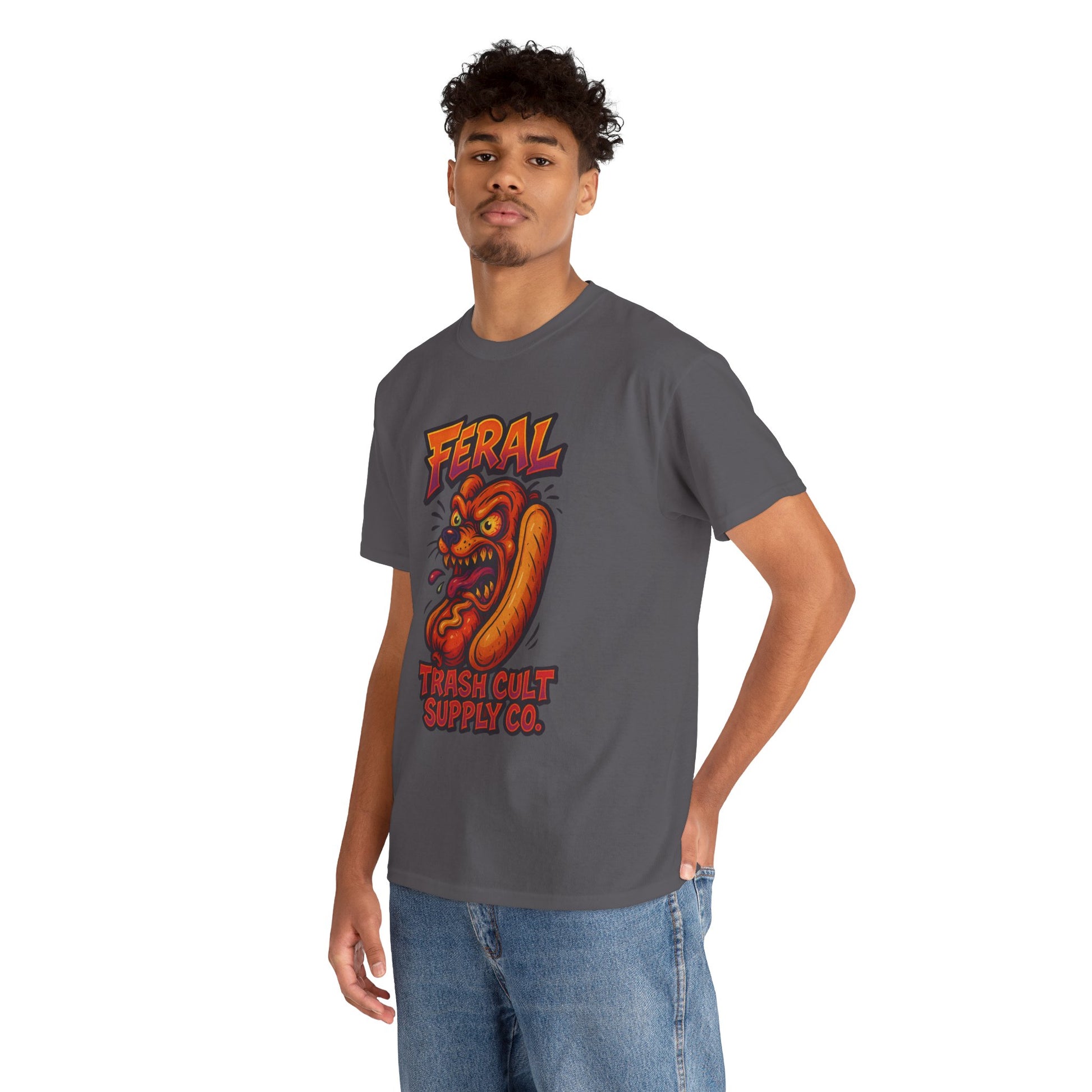 Feral Hot Dog Shirt – Bold Trashcore Art Tee | Trash Cult Supply Co | Gildan 5000 Unisex Fit