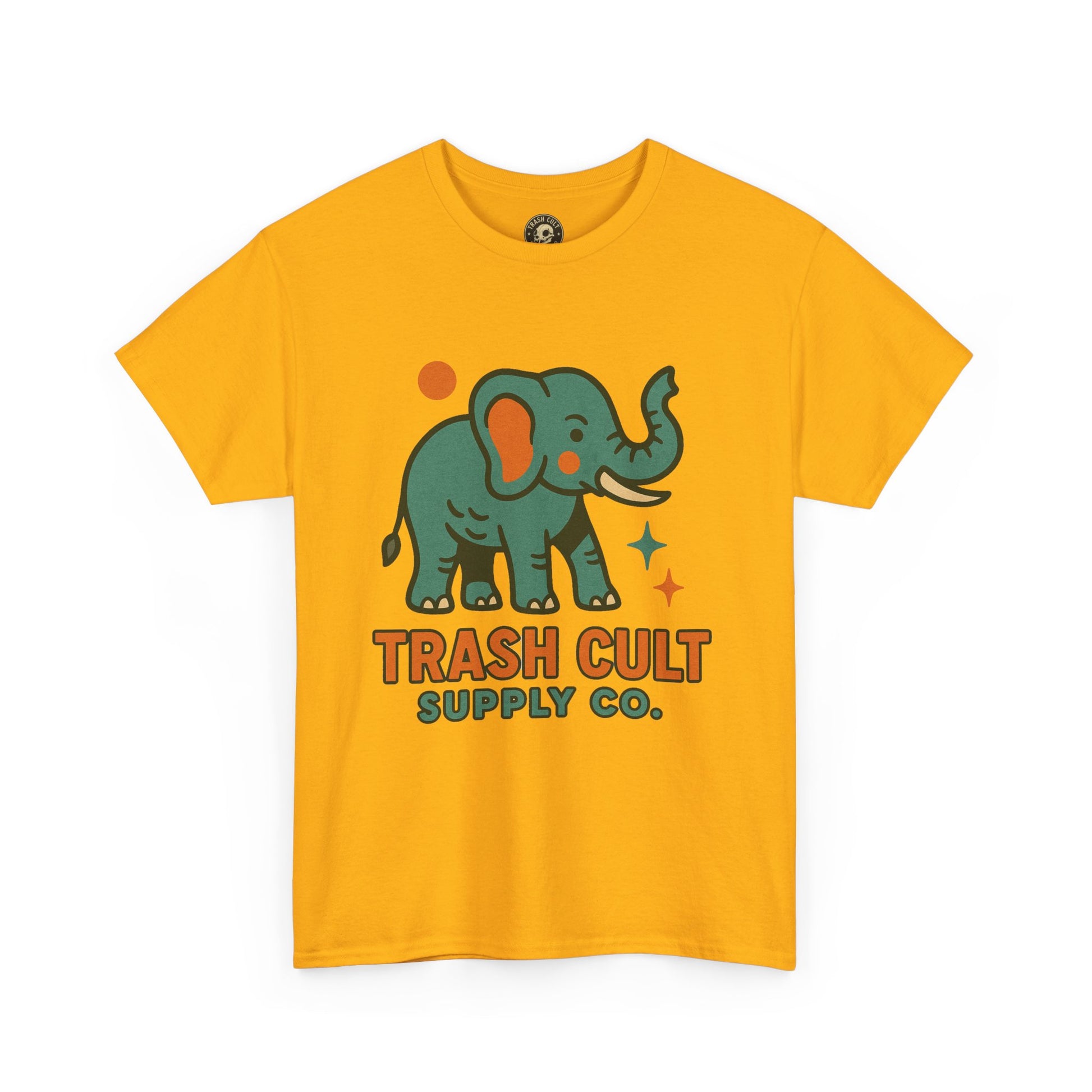 Trash Cult Elephant Unisex Heavy Cotton Tee, Eco-Friendly Shirt, Cool Casual Tee, Gift for Animal Lovers, Vintage Style T-Shirt