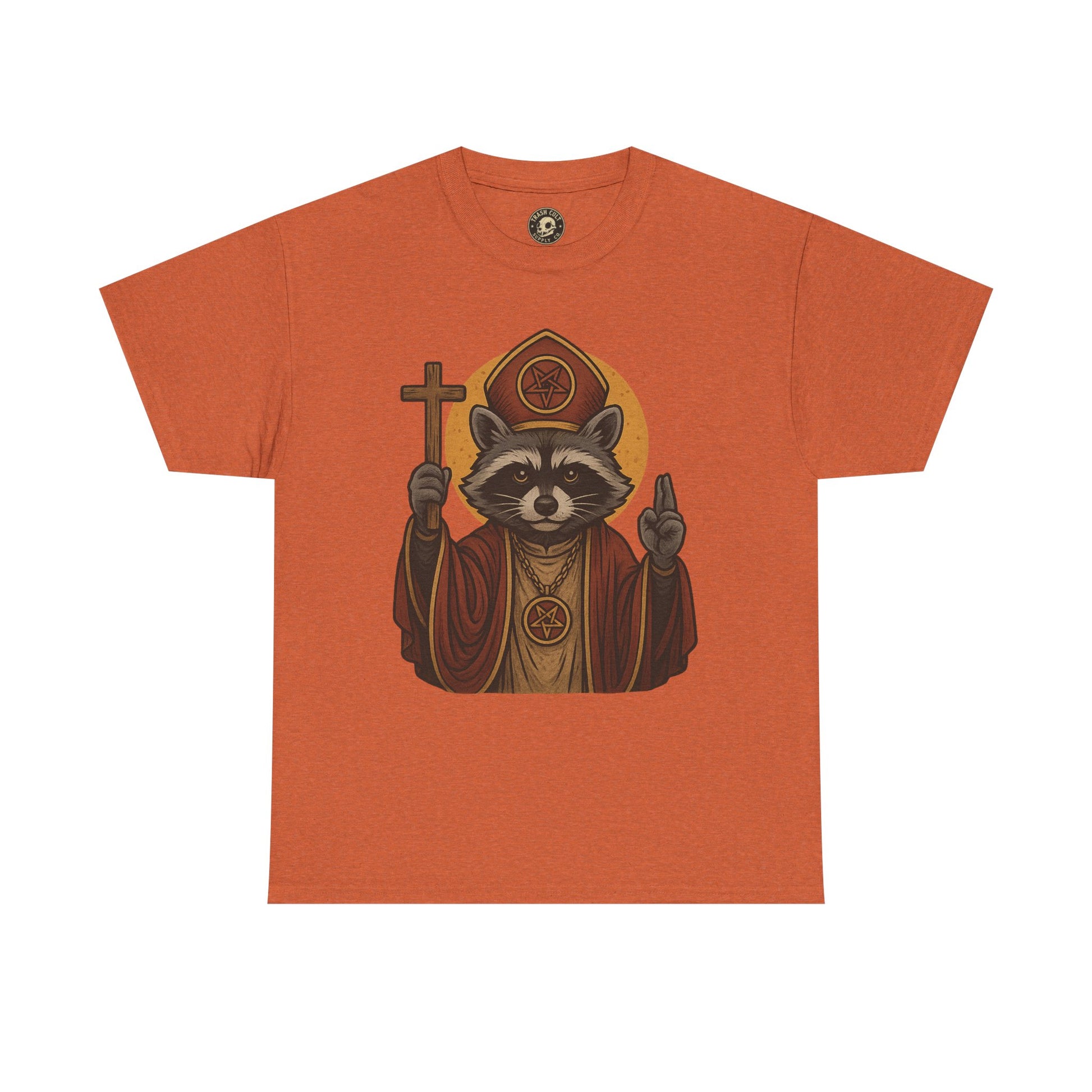 Holy Raccoon Pope Shirt – Funny Cult Priest Graphic Tee – Gildan 5000 Unisex