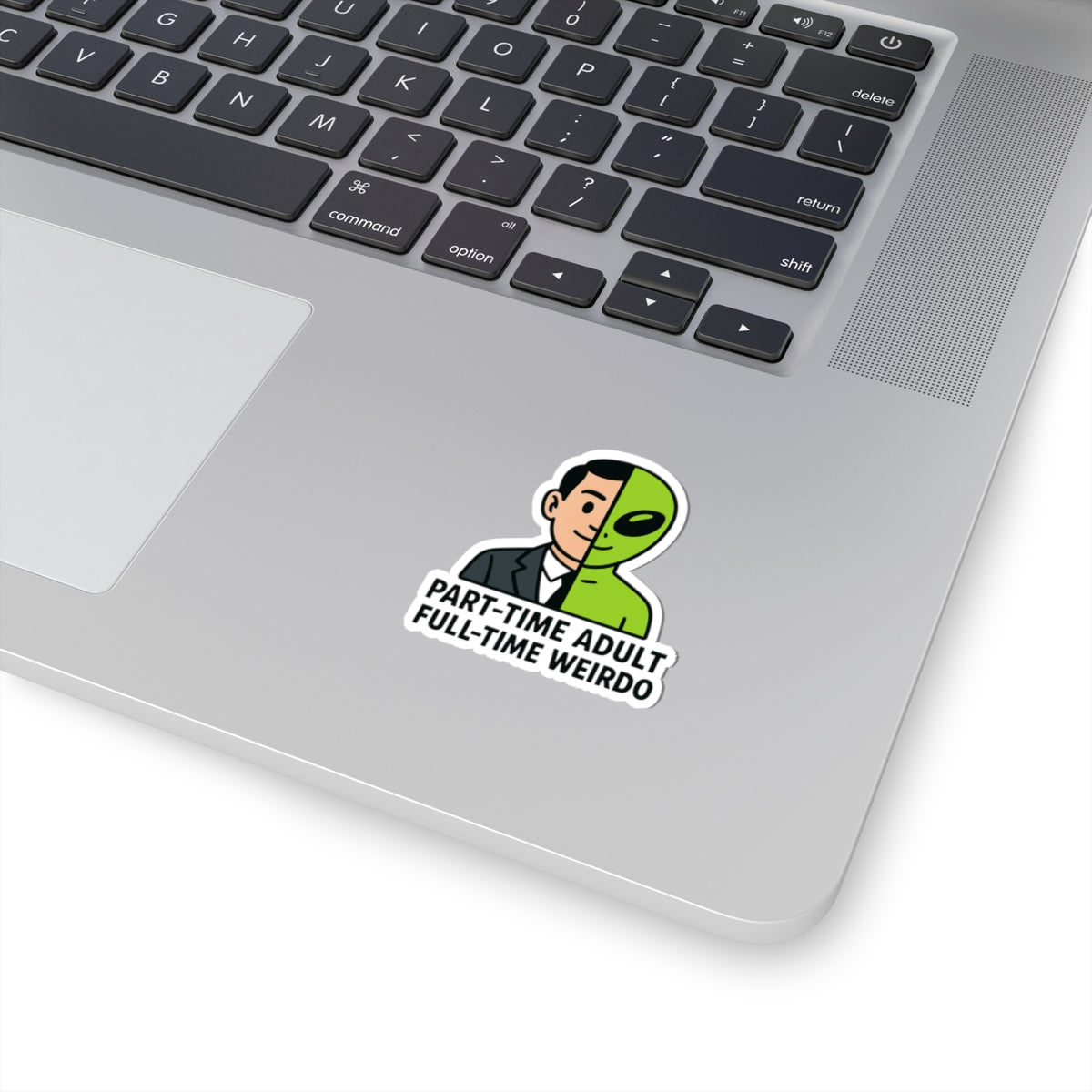 Quirky Adult Alien Kiss-Cut Stickers - Fun Laptop Decal, Party Favors, Unique Gift for Weirdos, Humor Sticker for All Occasions
