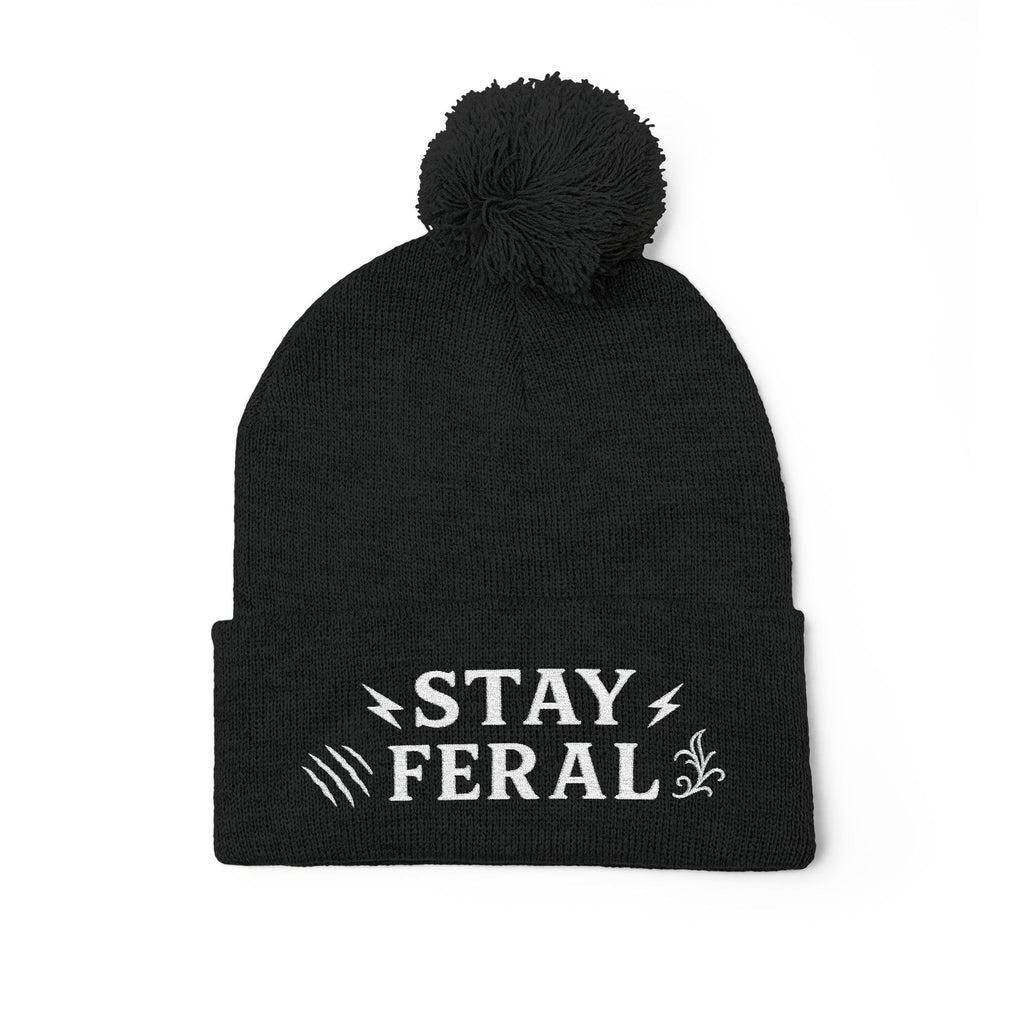 Stay Feral Pom-Pom Knit Cap, Cozy Winter Beanie, Embroidered Hats for Adventurers, Gift for Outdoorsy Friends, Stylish Cold Weather [...]