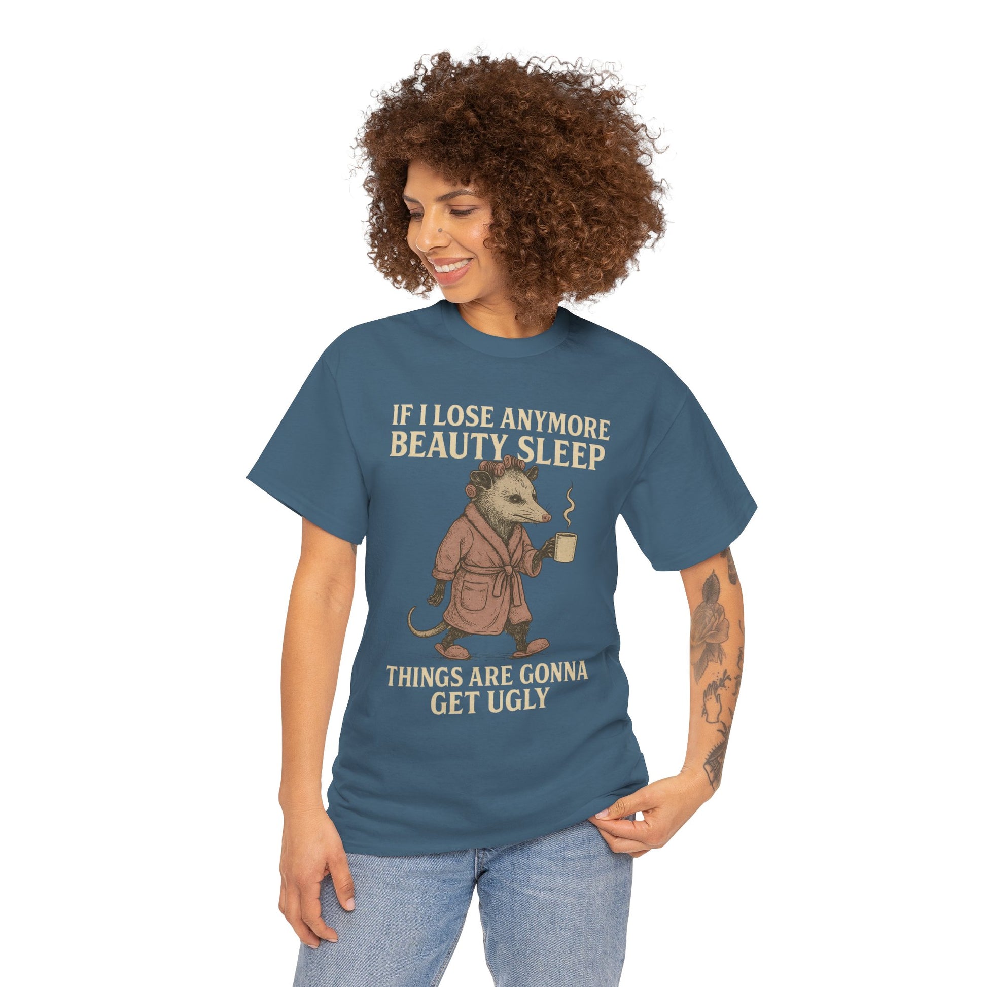 Funny Unisex Heavy Cotton Tee - "If I Lose Anymore Beauty Sleep, Things Are Gonna Get Ugly" - Gift, Sleepwear, Humor, Casual Wear, [...]