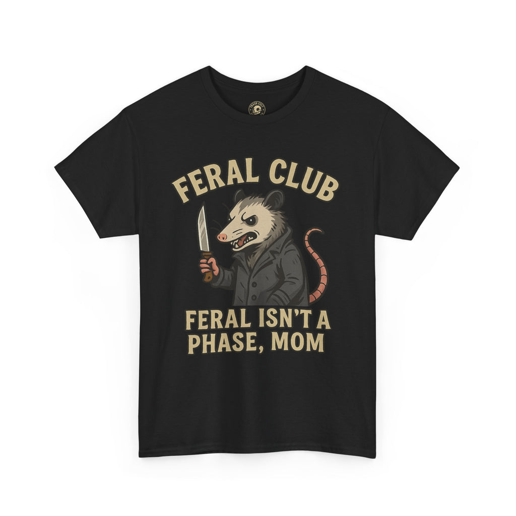 Feral Club Tee - Unisex Heavy Cotton Shirt, Funny Graphic T-Shirt, Gift for Mom, Casual Wear, Easygoing Lifestyle