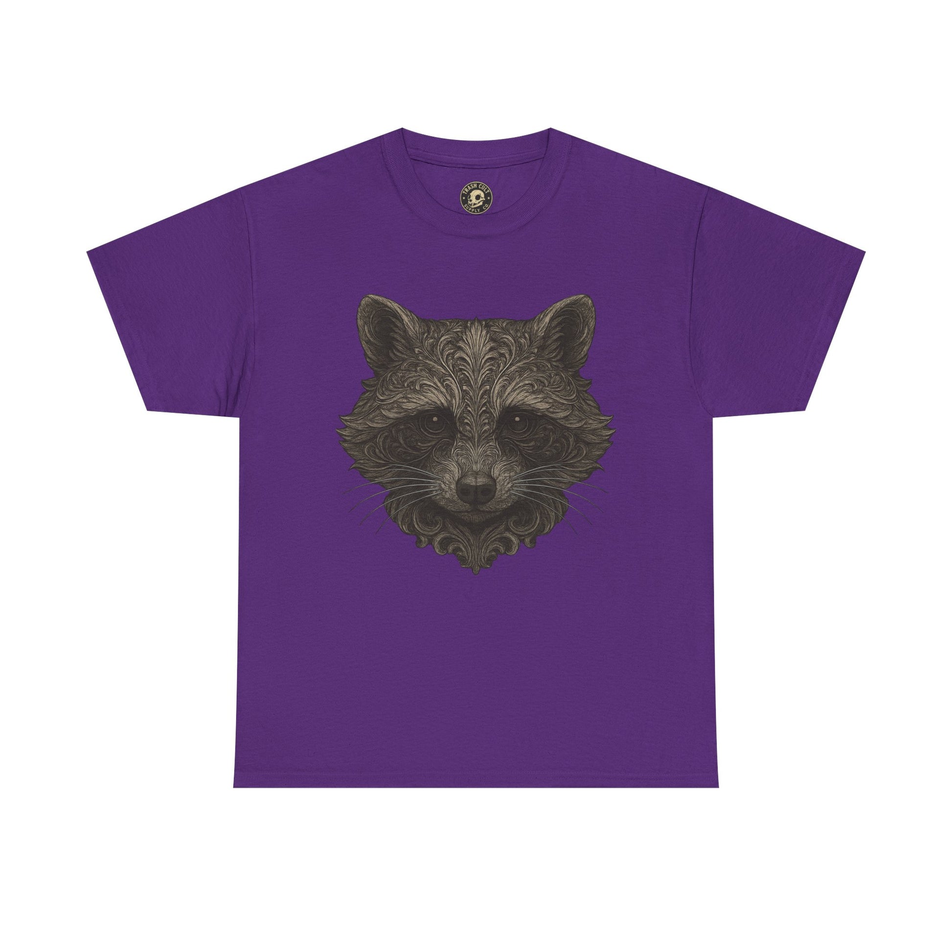 Ornate Raccoon Face Shirt – Intricate Woodland Animal Art Tee – Tattoo-Inspired Forest Aesthetic – Trash Cult Supply Co.