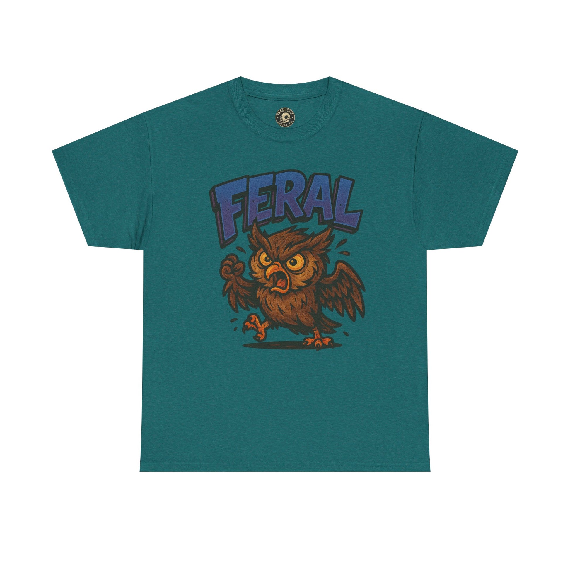 Feral Owl T-Shirt – Bold Animal Graphic Tee | Unisex Cotton Shirt for Bird Nerds & Chaos Lovers