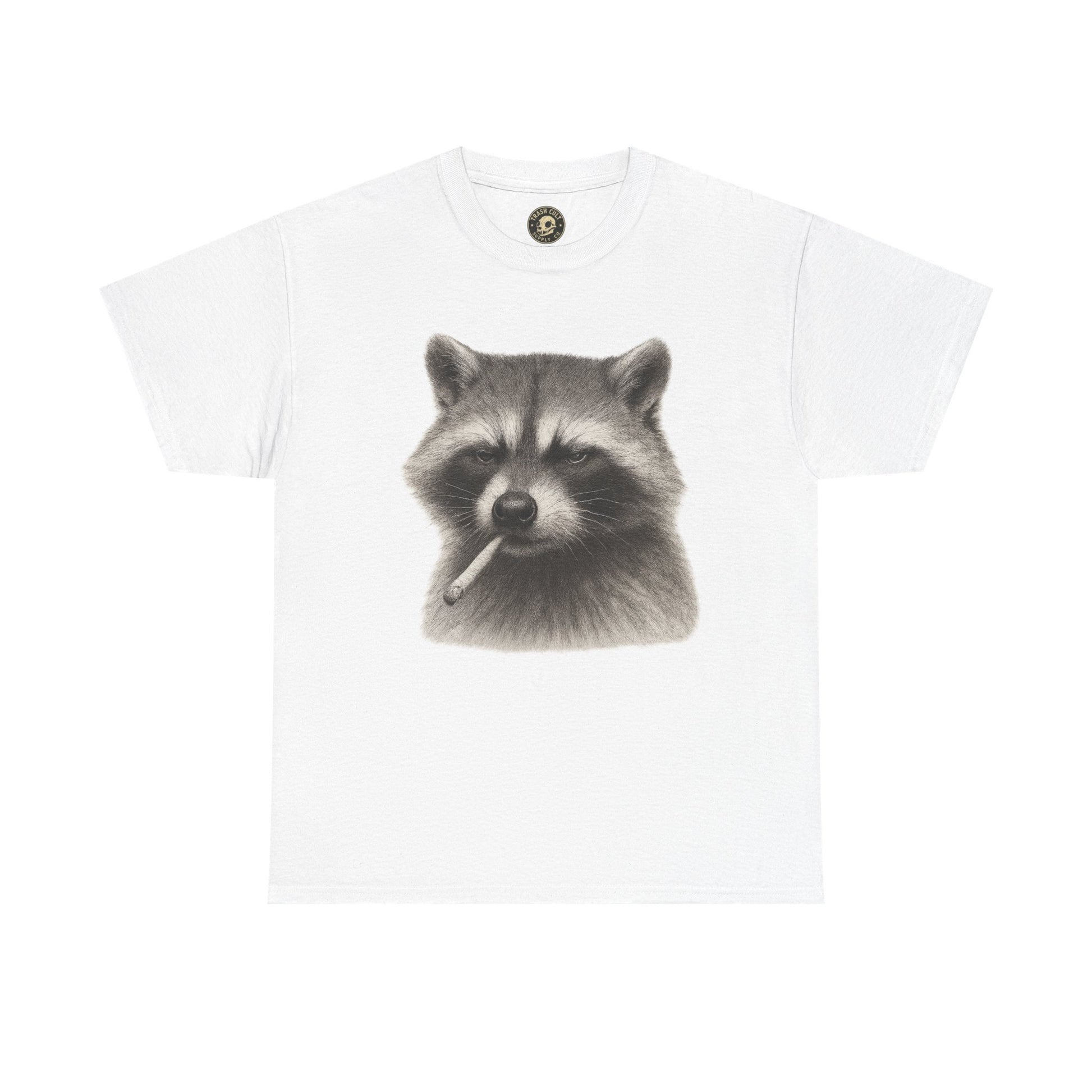 Dirty Harry Raccoon Halftone Shirt – Soft Grit Aesthetic, Smoking Trash Panda Graphic Tee