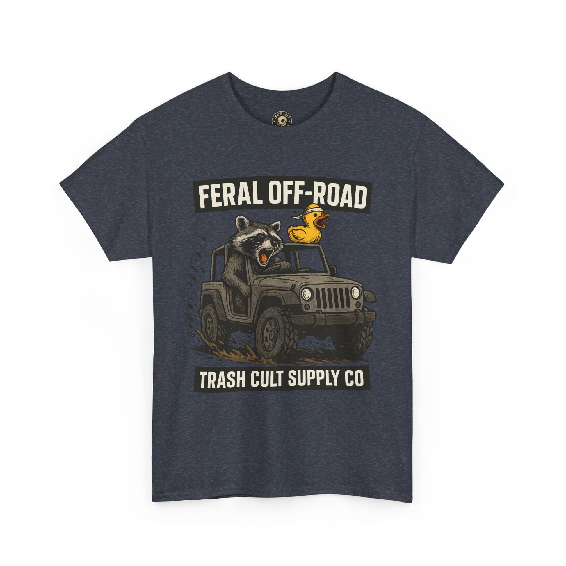Feral Off-Road Raccoon Jeep Shirt – Mud Slinging Chaos | Trash Cult Supply Co | Gildan 5000 Tee
