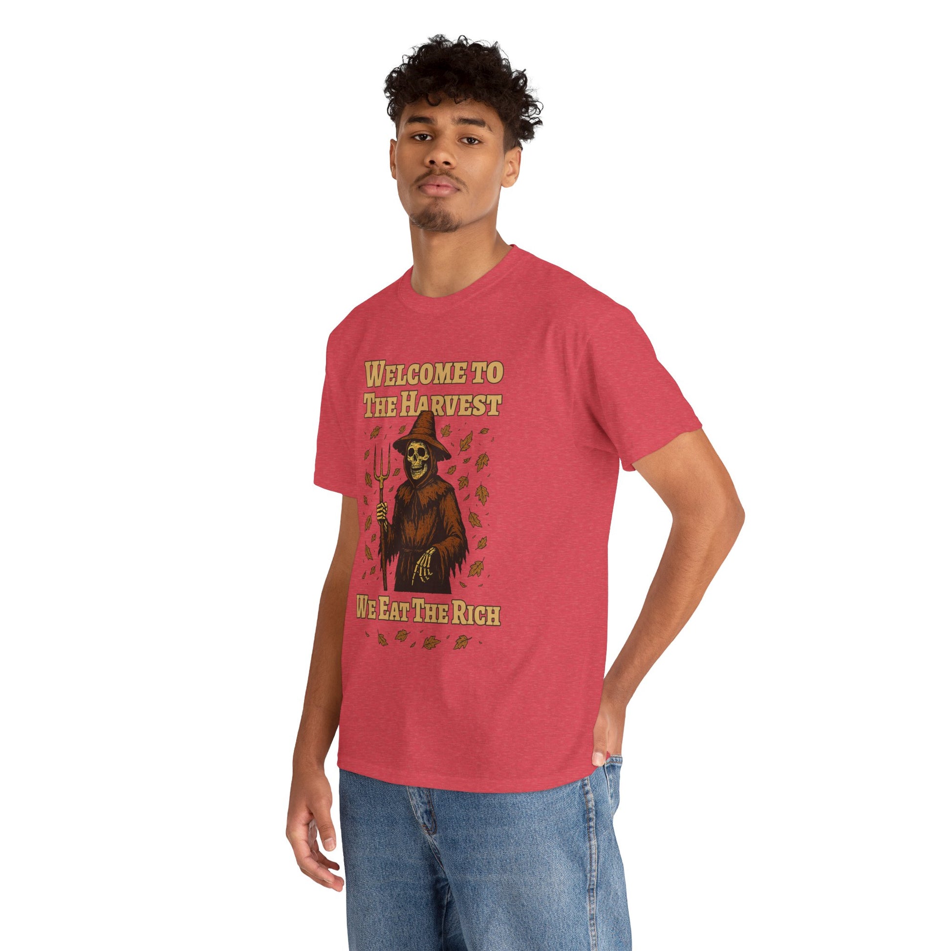 Eat the Rich Shirt – Welcome to the Harvest Skeleton Scarecrow Tee – Fall of Humanity Collection – Trash Cult Supply Co.