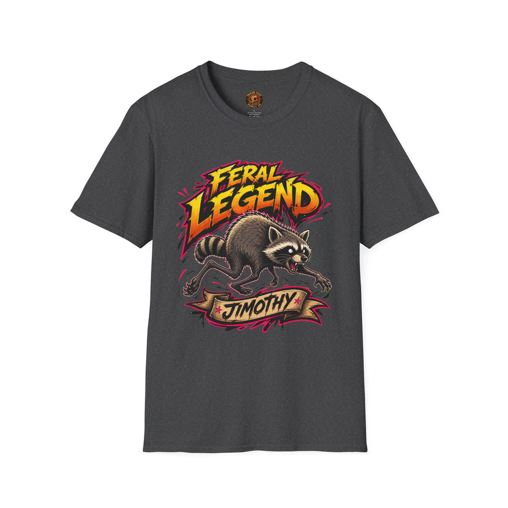 Feral Legend Raccoon Jimothy T-Shirt — Bold Graphic Tee