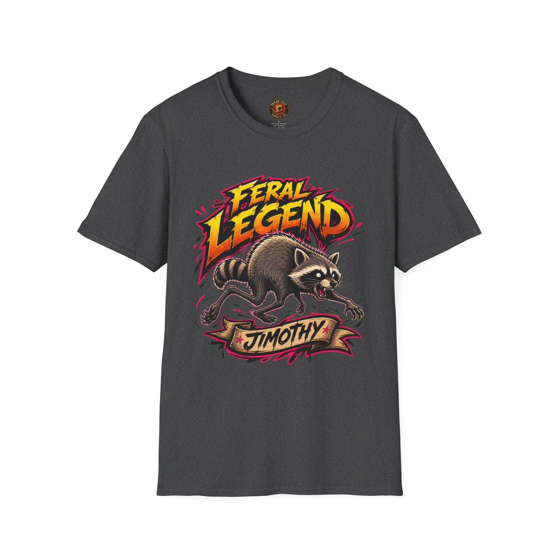 Feral Legend Raccoon Jimothy T-Shirt — Bold Graphic Tee