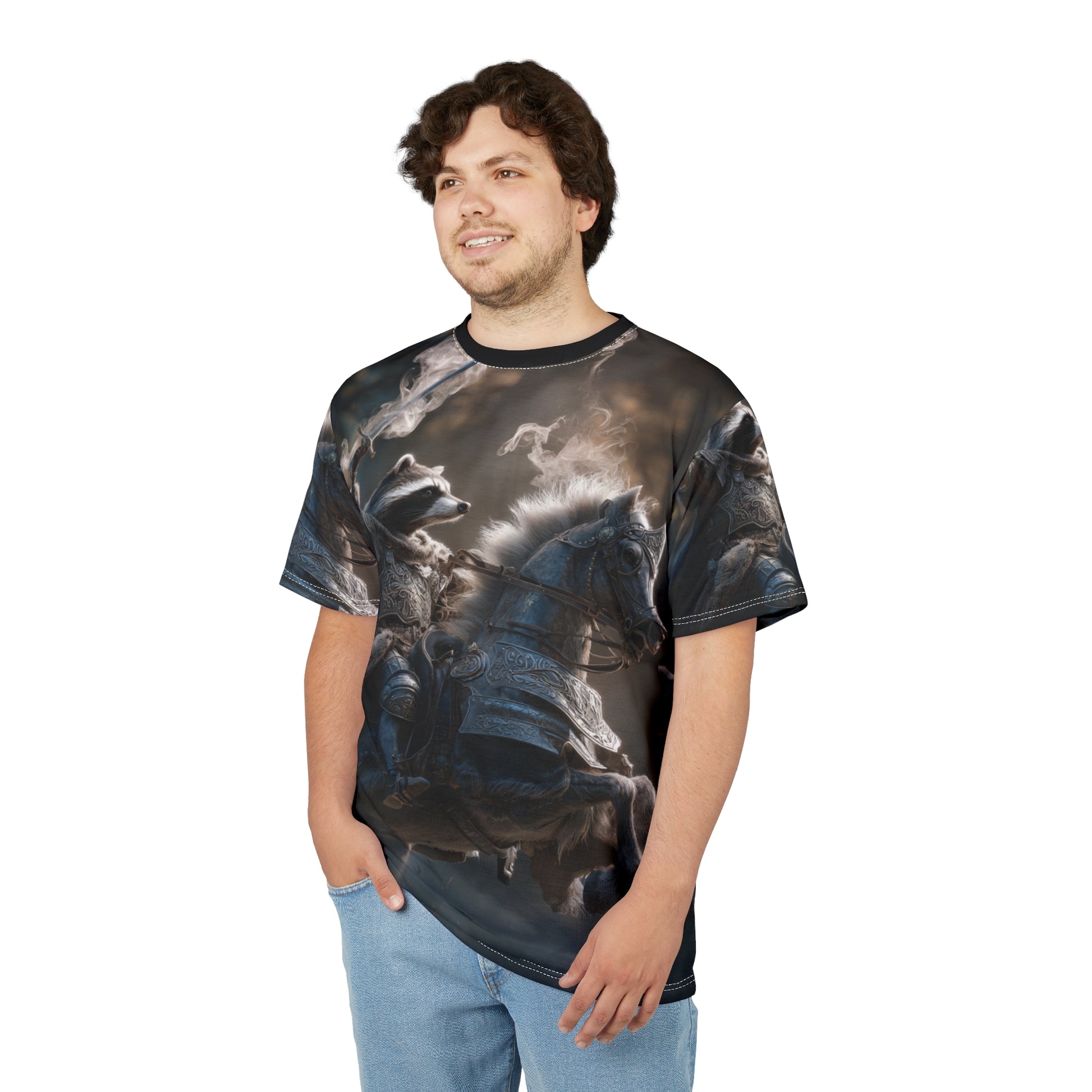 Fantasy Warrior Tee, Unisex Graphic T-Shirt, Animal Knight Apparel, Unique Costume Shirt, Gift for Gamers, Medieval Style Top