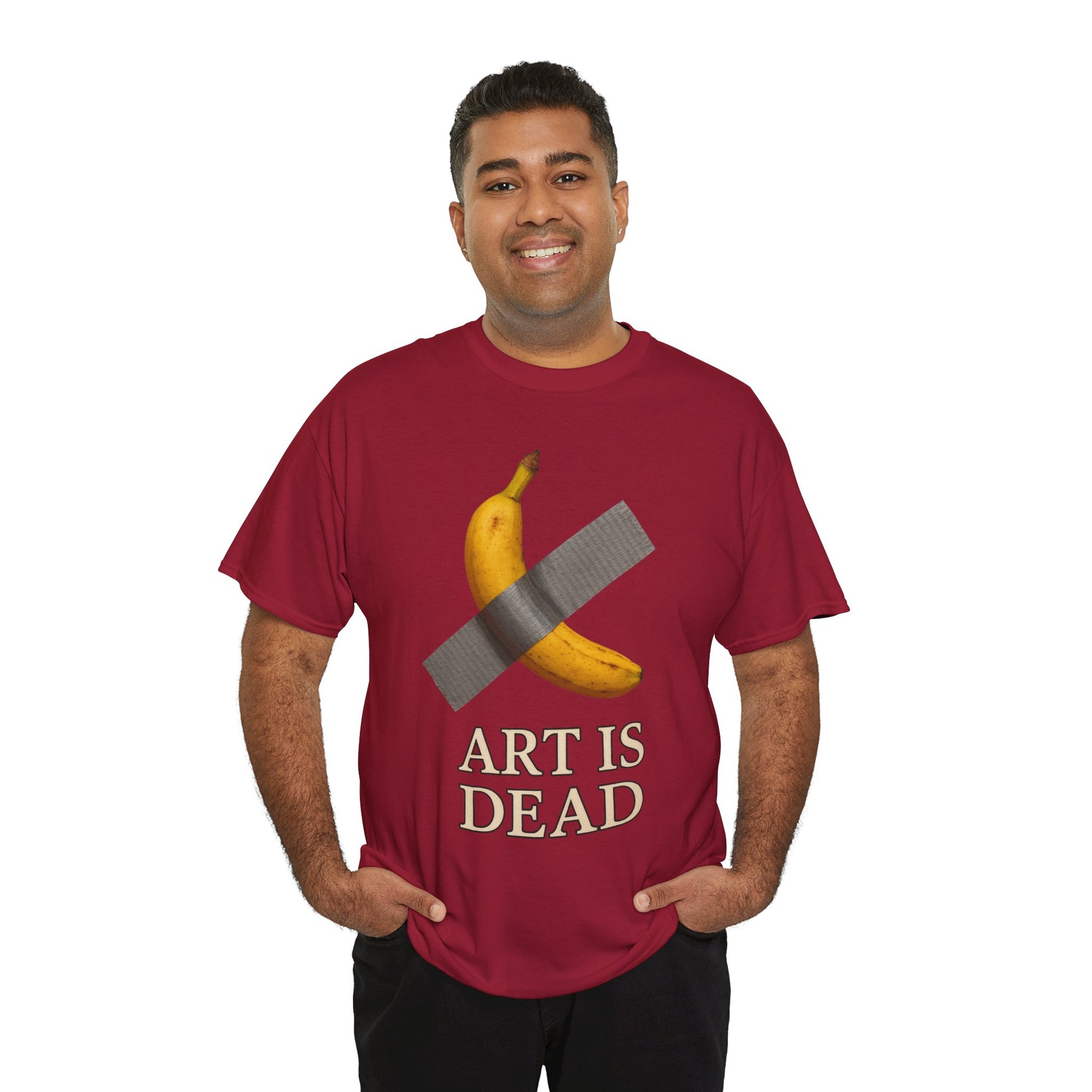 “ART IS DEAD” Banana Duct Tape Meme Tee – Satirical Art Parody Shirt by Trash Cult Supply Co.