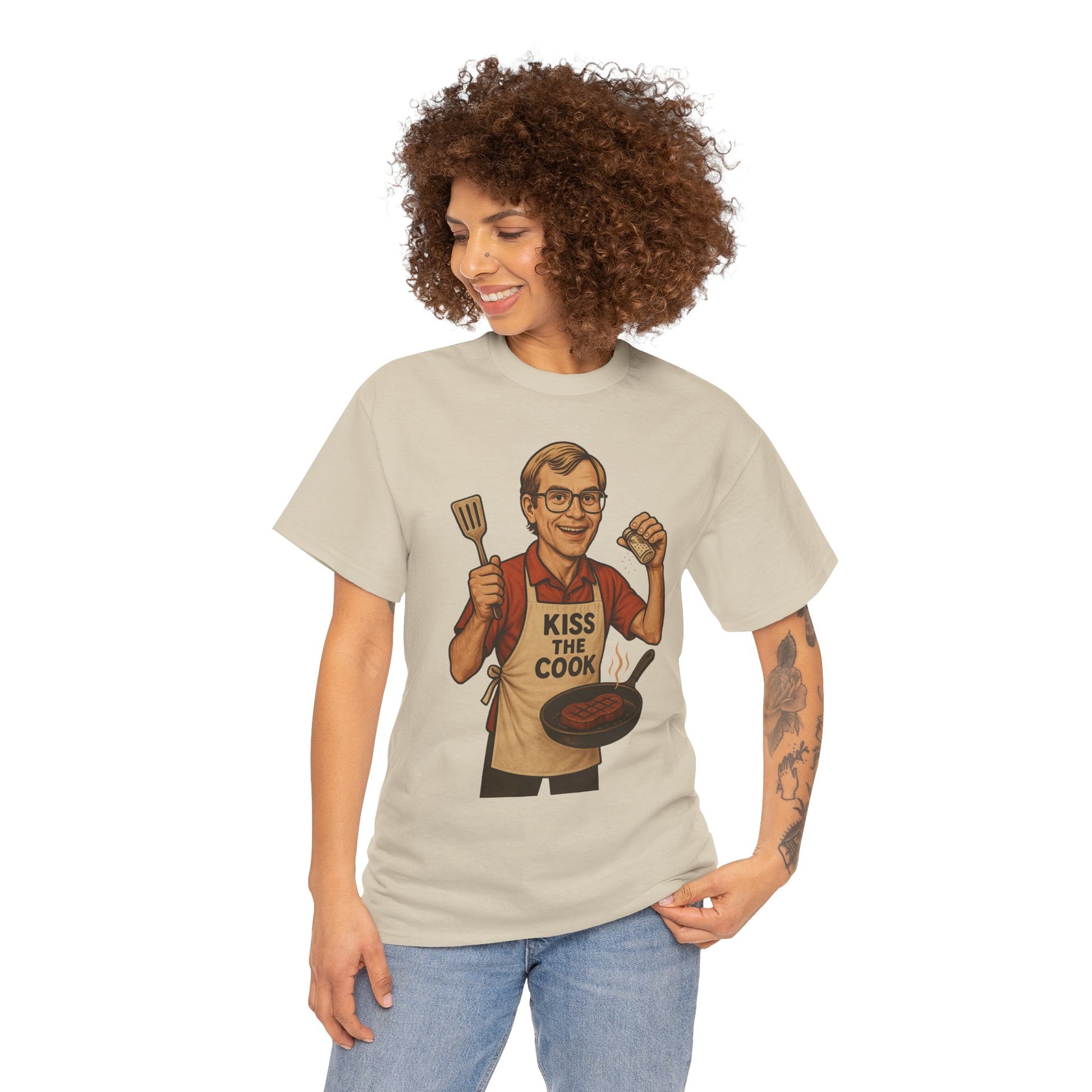 Kiss the Cook Dark Humor Chef Shirt – Creepy Retro Kitchen Parody