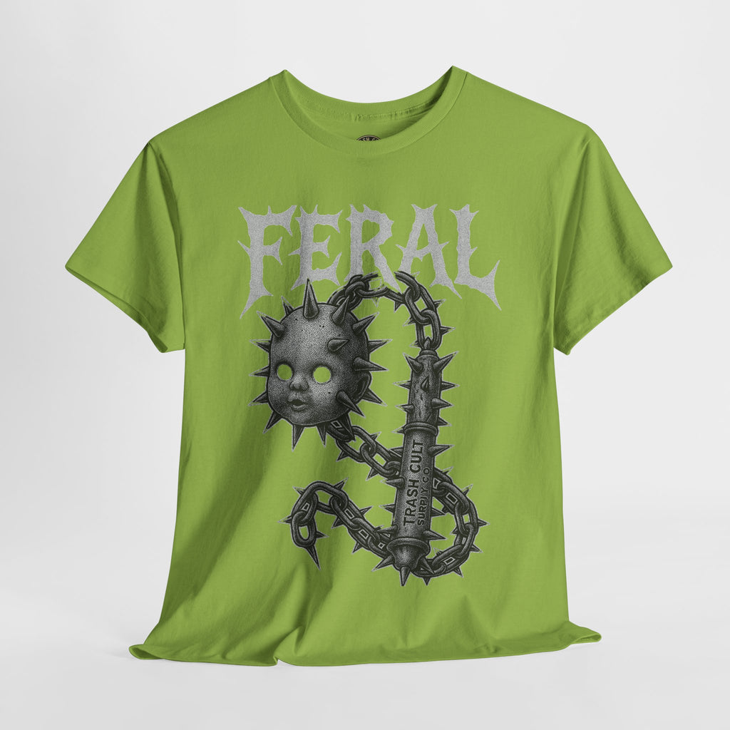 FERAL Spiked Doll Flail Tee – Halftone Gothic Weapon Shirt | Trash Cult Supply Co. | Gildan 5000