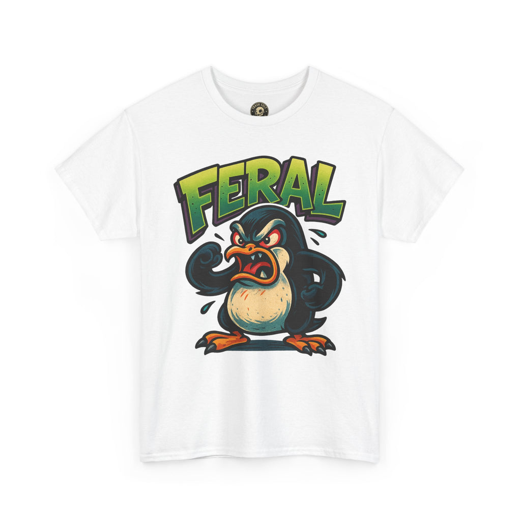 Feral Penguin T-Shirt – Funny Unisex Cotton Tee | Bold Animal Graphic Shirt, Quirky Gift Idea