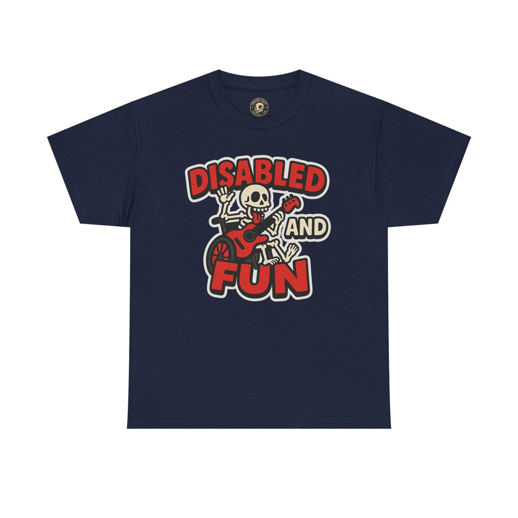 Disabled and Fun Unisex Heavy Cotton Tee, Casual Shirt, Gift for Friends, Music Lovers Gift, Fun T-Shirt, Halloween Wear, Everyday Comfort