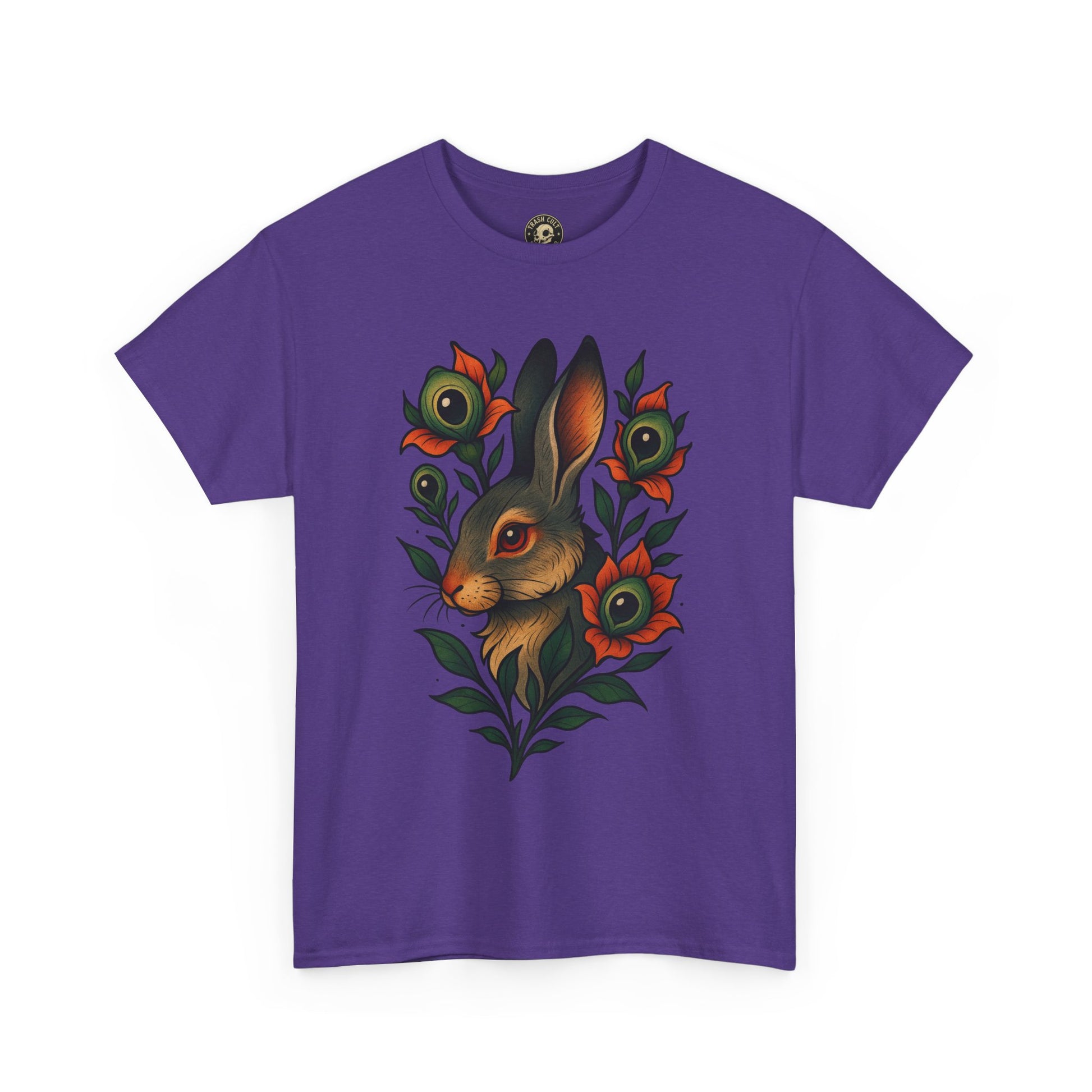 Whimsical Rabbit Floral Tee, Nature Lover Gift, Casual Wear, Eco-Friendly Fashion, Unique Graphic T-Shirt, Year-Round Style