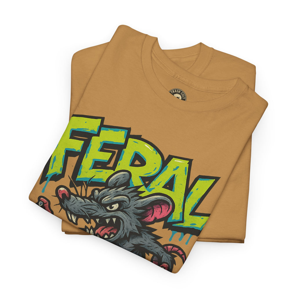 FERAL Graffiti Rat Skate Tee – Street Art Spray Can Mouse on Skateboard | Gildan 5000 Heavy Cotton Shirt