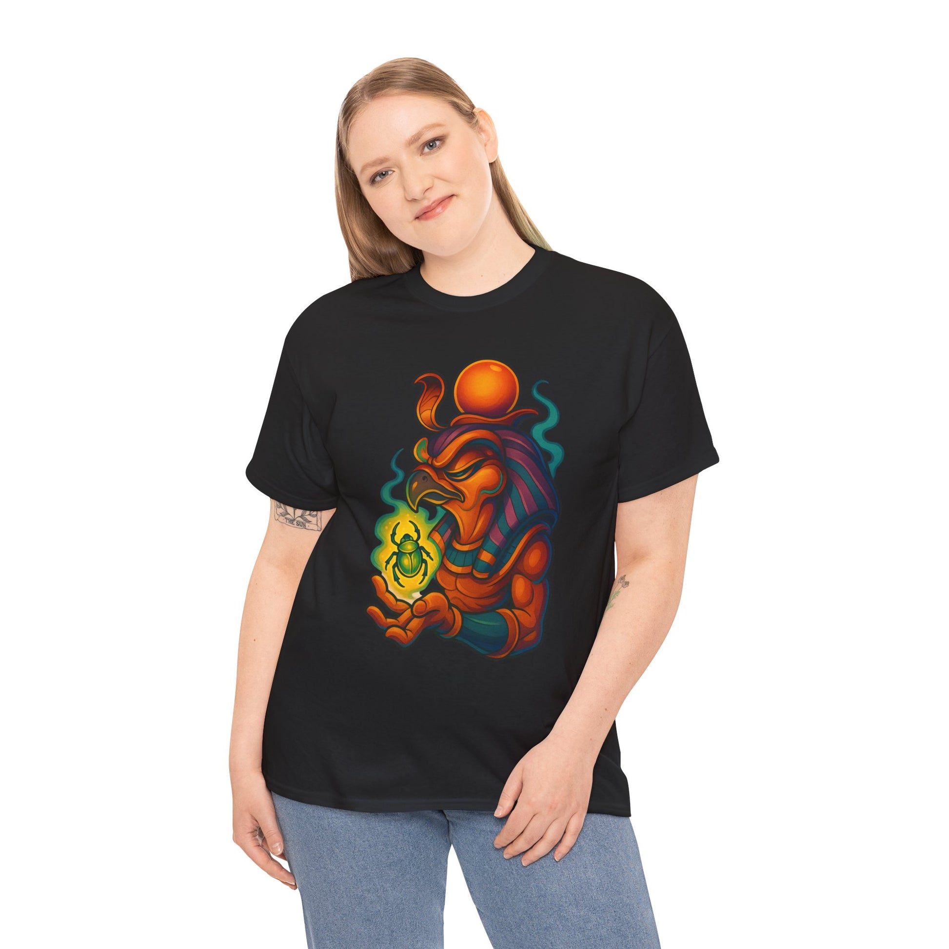 Mystical Guardian Unisex Heavy Cotton Tee, Graphic T-Shirt, Bohemian Style, Unique Fashion, Gift for Fans, Statement Tee