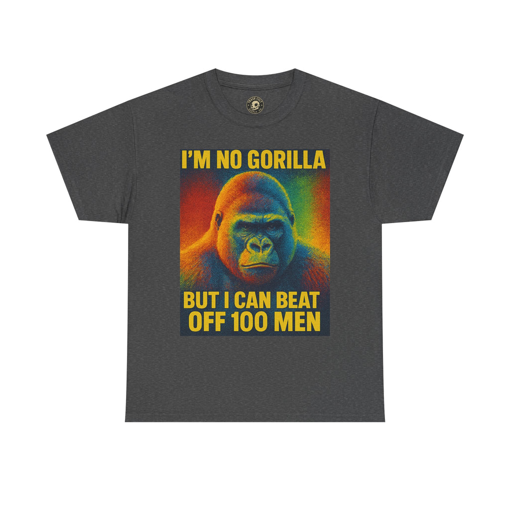 I’m No Gorilla But I Can Beat Off 100 Men Shirt – Multicolor Halftone Gorilla Tee on Gildan 5000