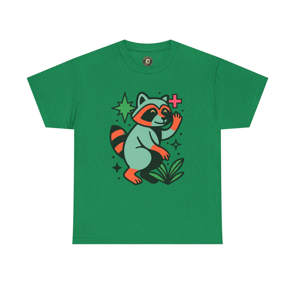 Playful Raccoon Unisex Heavy Cotton Tee | Cute Animal Shirt for Nature Lovers, Graphic Tee, Gift for Kids, Casual Wear, Eco-Friendly