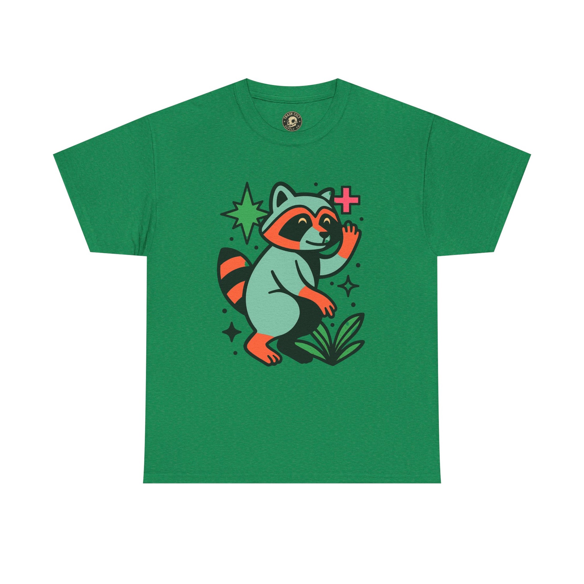 Playful Raccoon Unisex Heavy Cotton Tee | Cute Animal Shirt for Nature Lovers, Graphic Tee, Gift for Kids, Casual Wear, Eco-Friendly