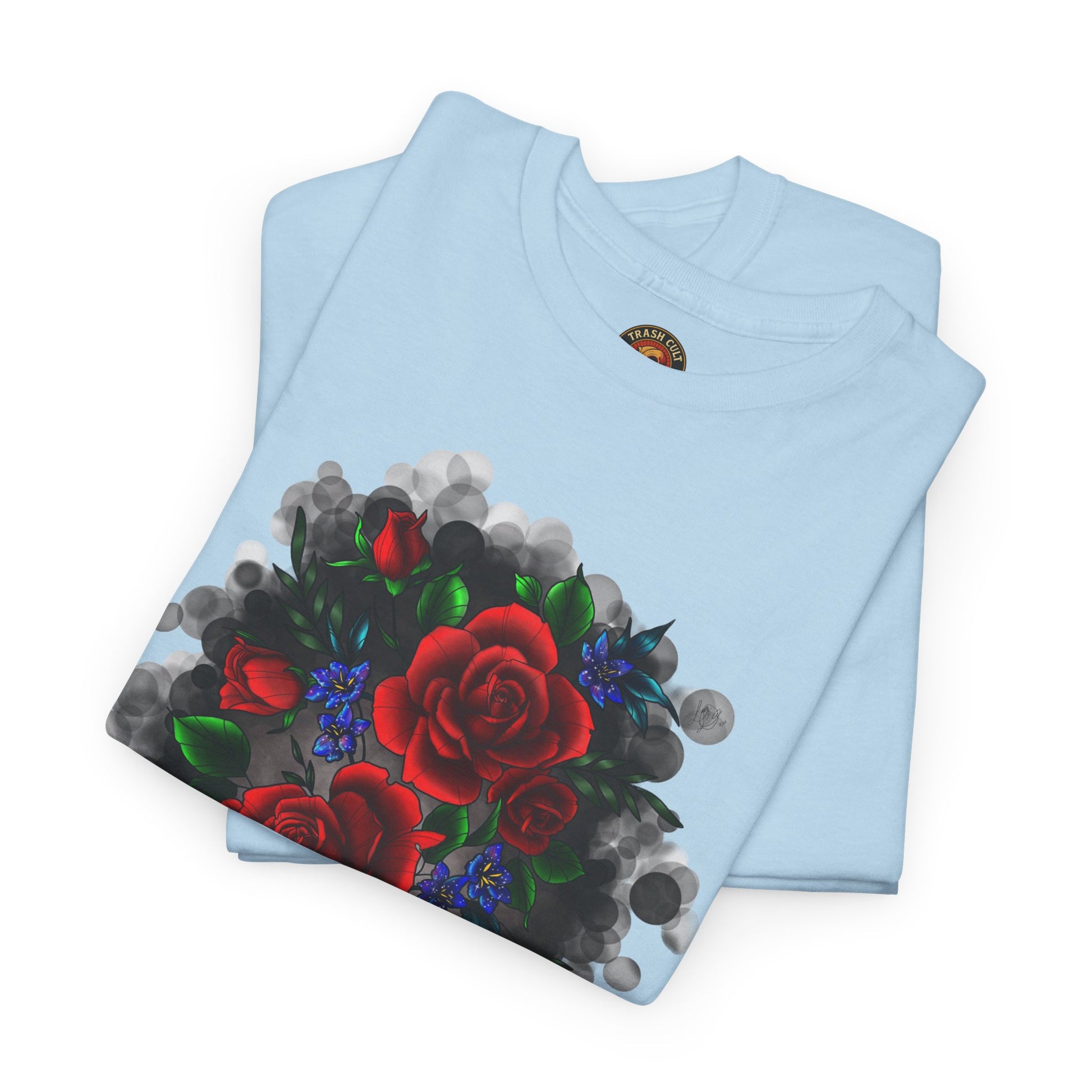 Floral Smoke Tattoo T-Shirt – Lara Davenport x Trash Cult Supply Co. Collab (Gildan 5000)