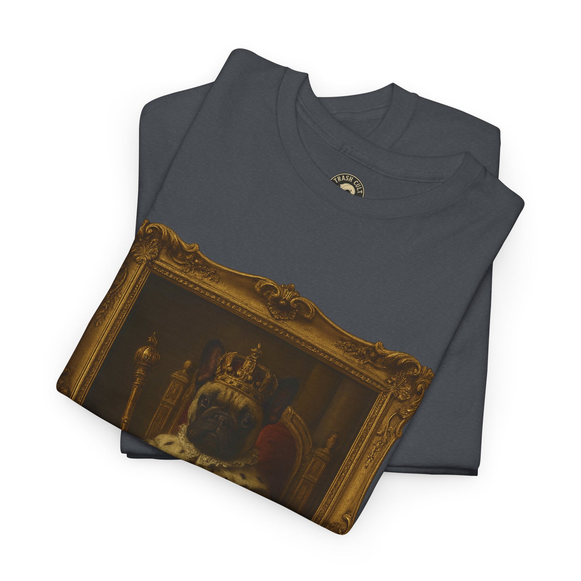 French Bulldog King Baroque Portrait Shirt – Funny Royal Dog Tee – Gildan 5000 Unisex Heavy Cotton