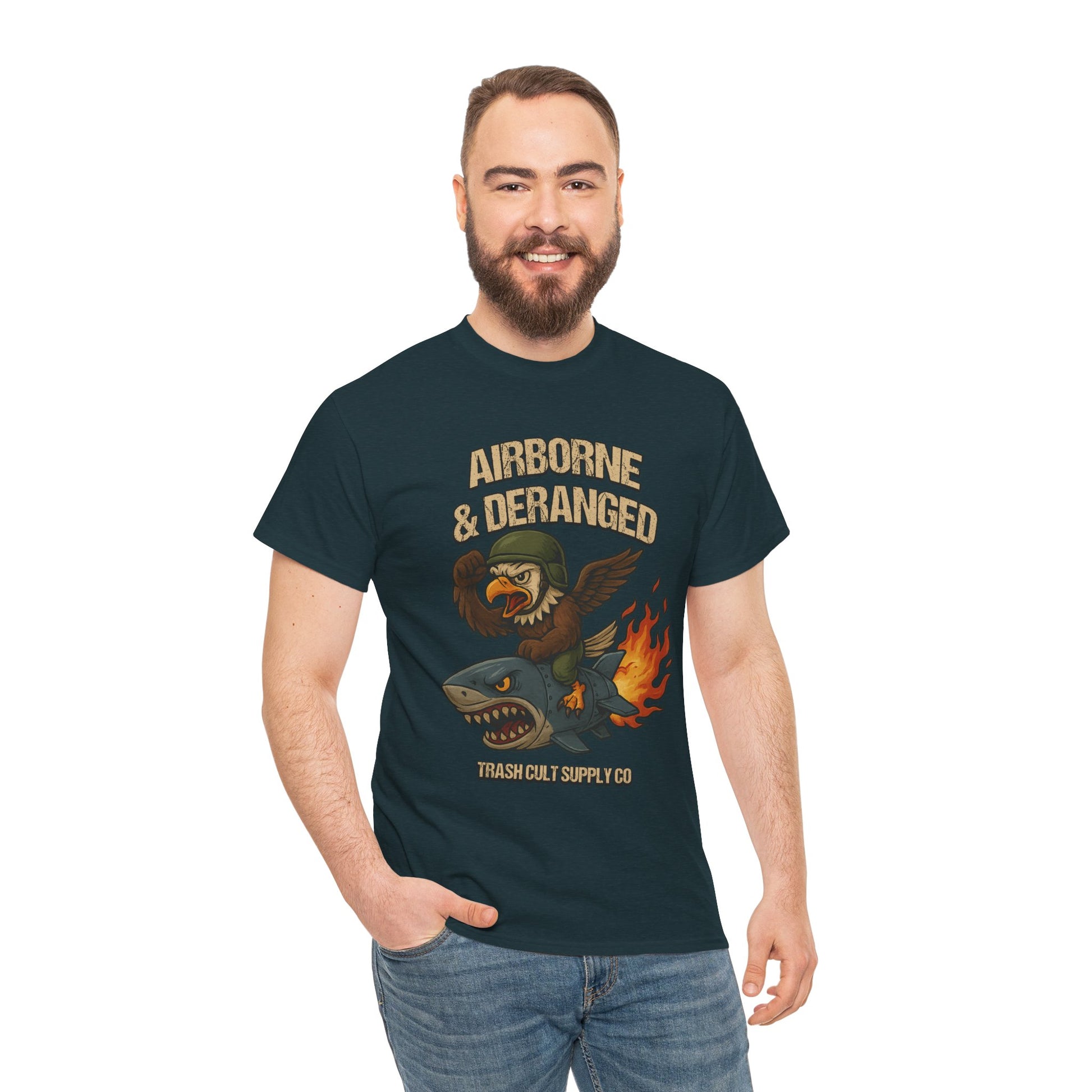 Airborne & Deranged T-Shirt – Trash Cult Supply Co. | Gildan 5000 Heavy Cotton Tee