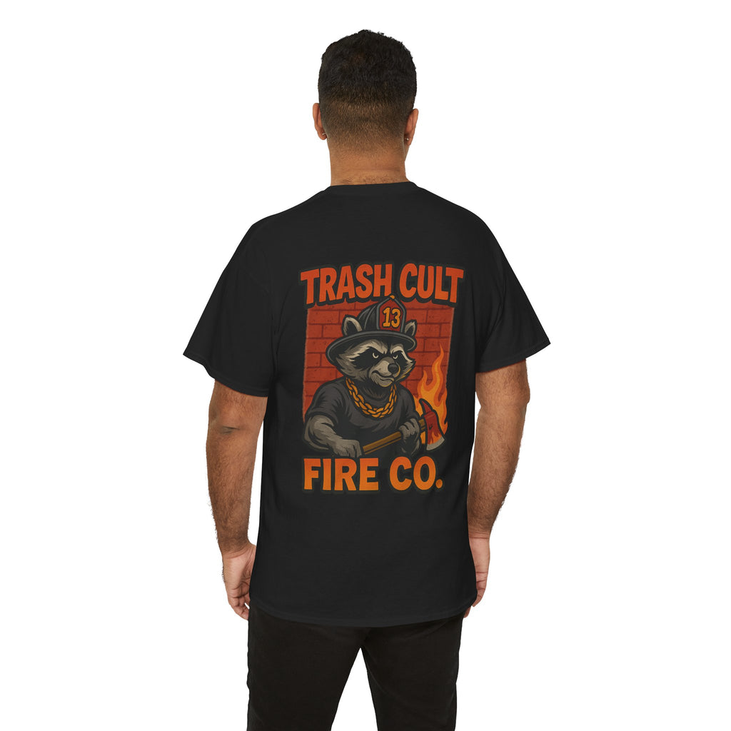 Trash Cult Fire Co. Unisex Tee - Quirky Raccoon Design, Fun Gift, Casual Wear, Firefighter Humor, Unique Apparel