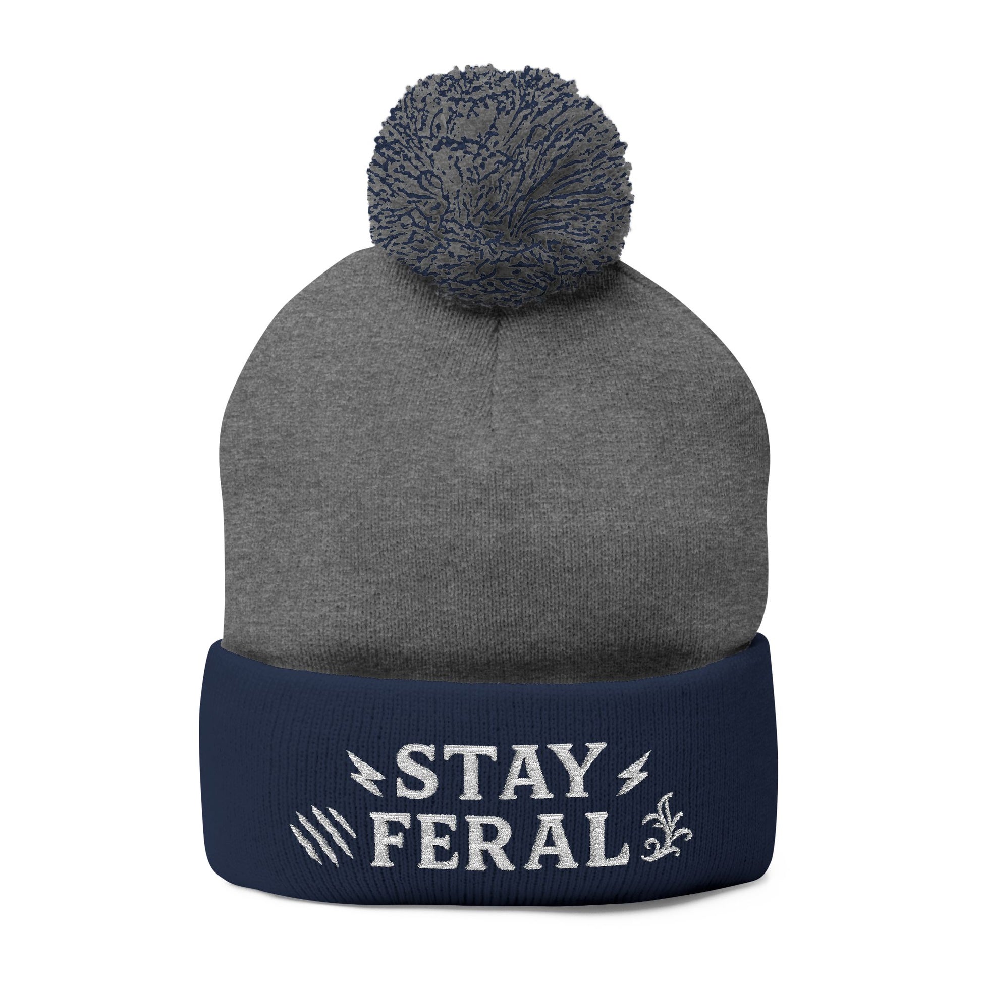 Stay Feral Pom-Pom Knit Cap, Cozy Winter Beanie, Embroidered Hats for Adventurers, Gift for Outdoorsy Friends, Stylish Cold Weather [...]
