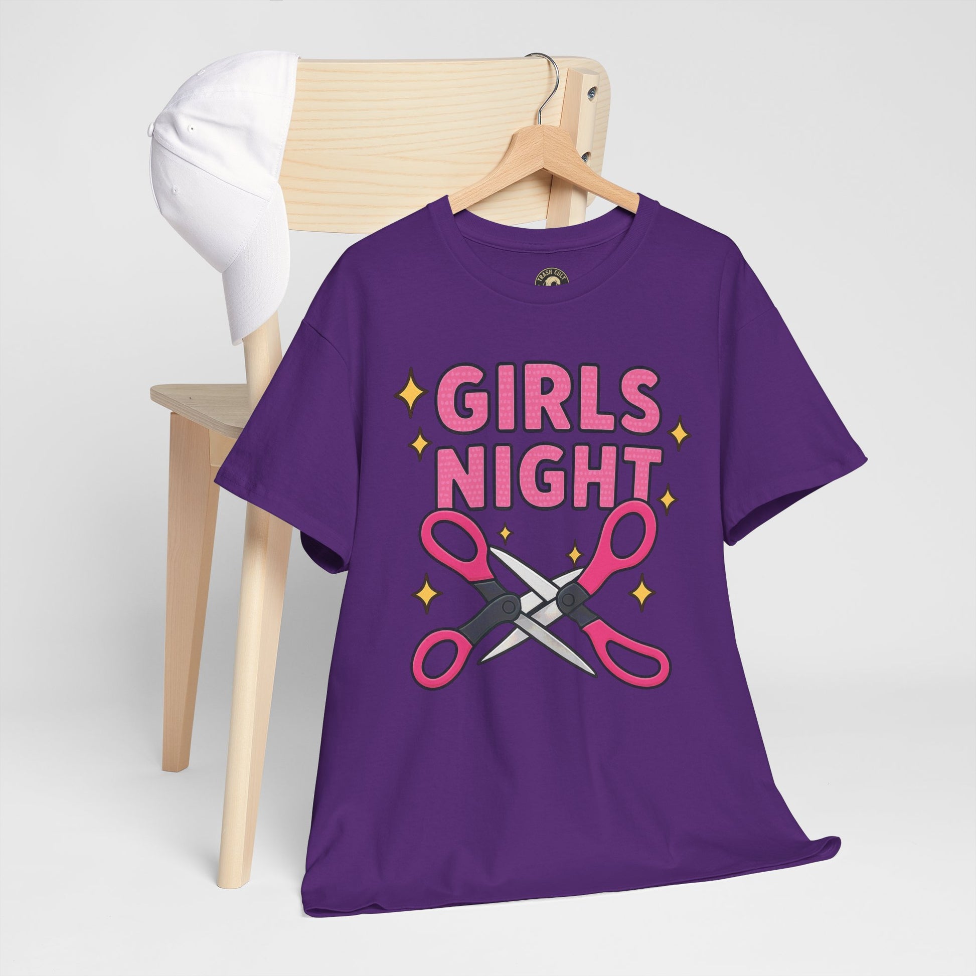 Funny Girls Night Shirt – Lesbian Humor Tee – Pink Scissors Graphic on Gildan 5000