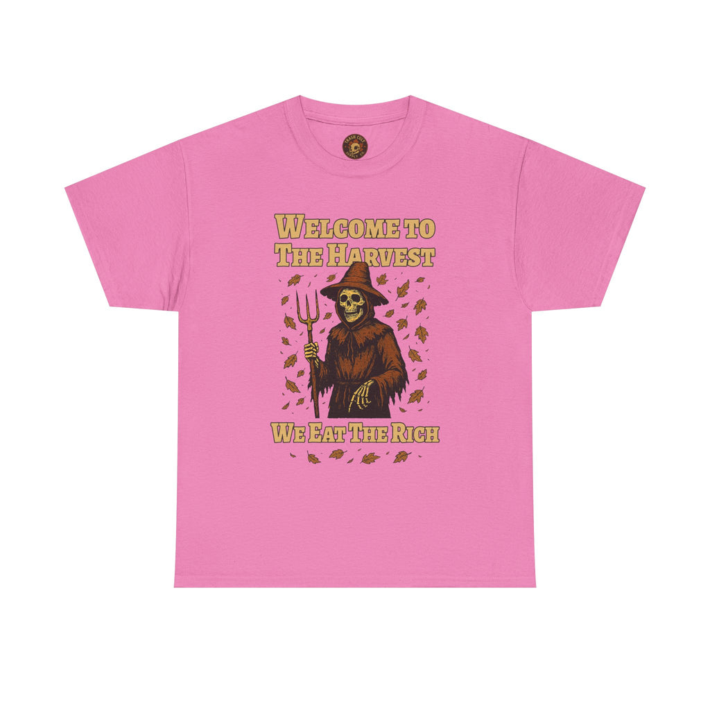 Eat the Rich Shirt – Welcome to the Harvest Skeleton Scarecrow Tee – Fall of Humanity Collection – Trash Cult Supply Co.