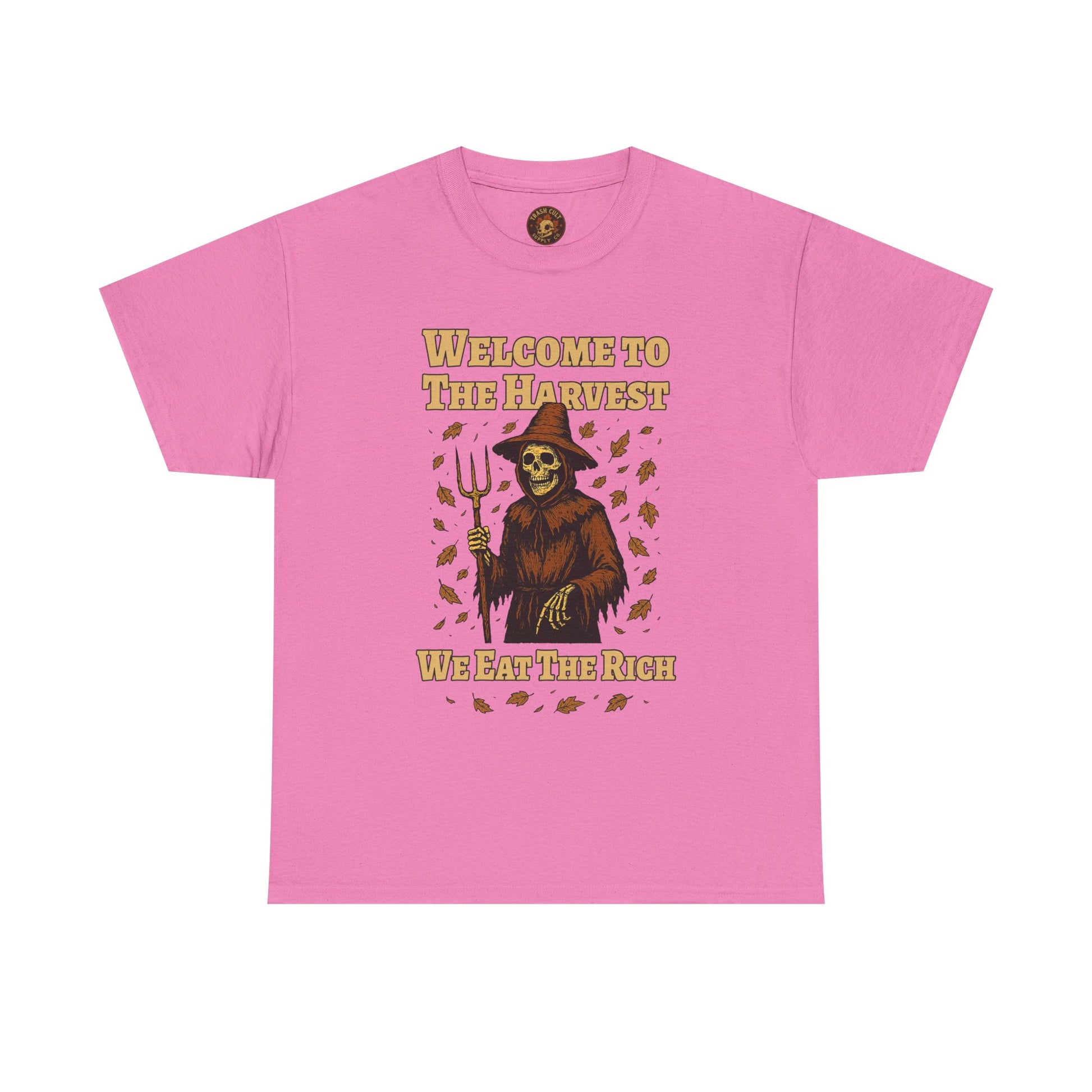 Eat the Rich Shirt – Welcome to the Harvest Skeleton Scarecrow Tee – Fall of Humanity Collection – Trash Cult Supply Co.