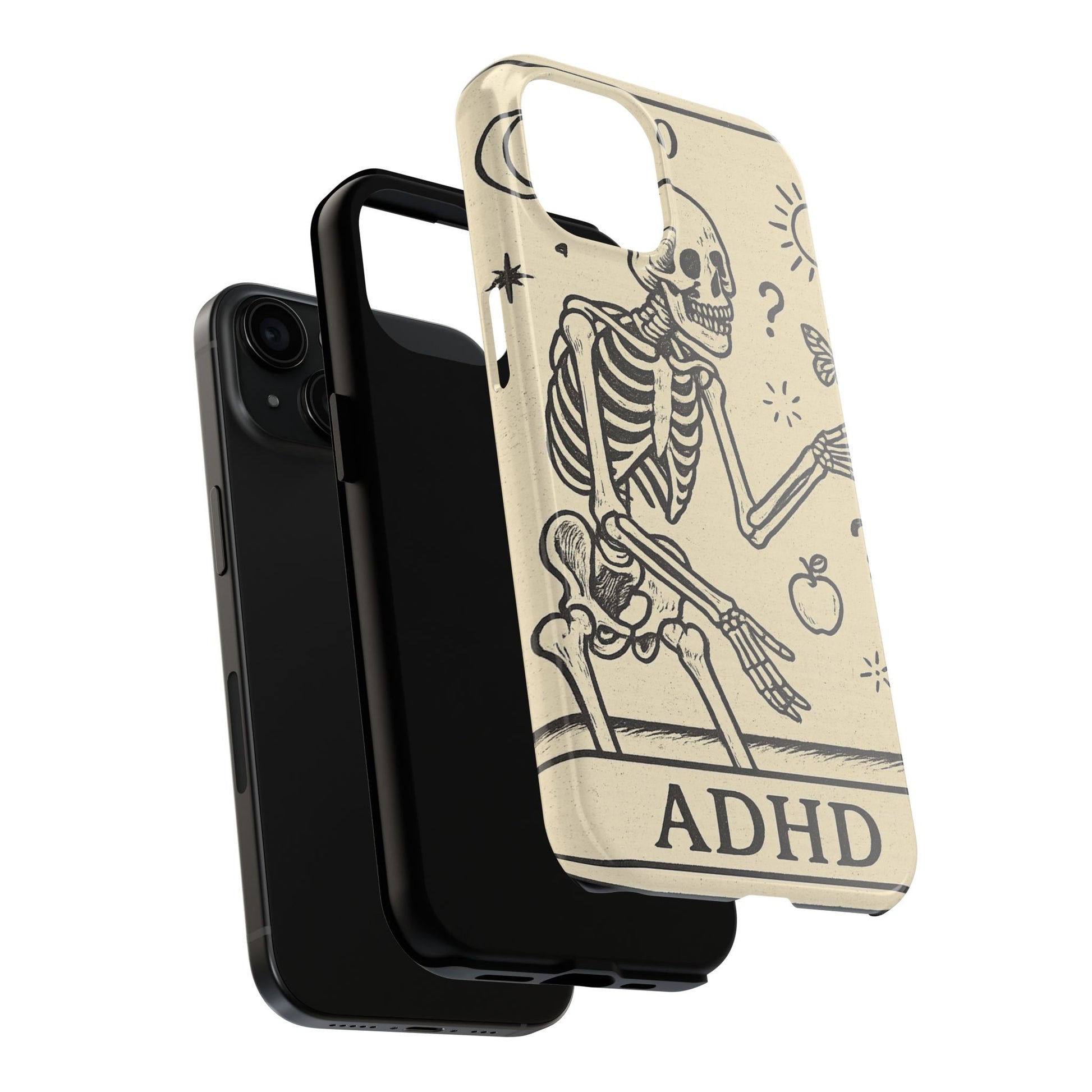 Skeleton ADHD Phone Cases, Unique Phone Cover, Funny ADHD Gift, Quirky Skeleton Design, Cool Accessories for Everyone