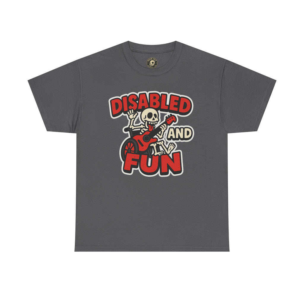 Disabled and Fun Unisex Heavy Cotton Tee, Casual Shirt, Gift for Friends, Music Lovers Gift, Fun T-Shirt, Halloween Wear, Everyday Comfort