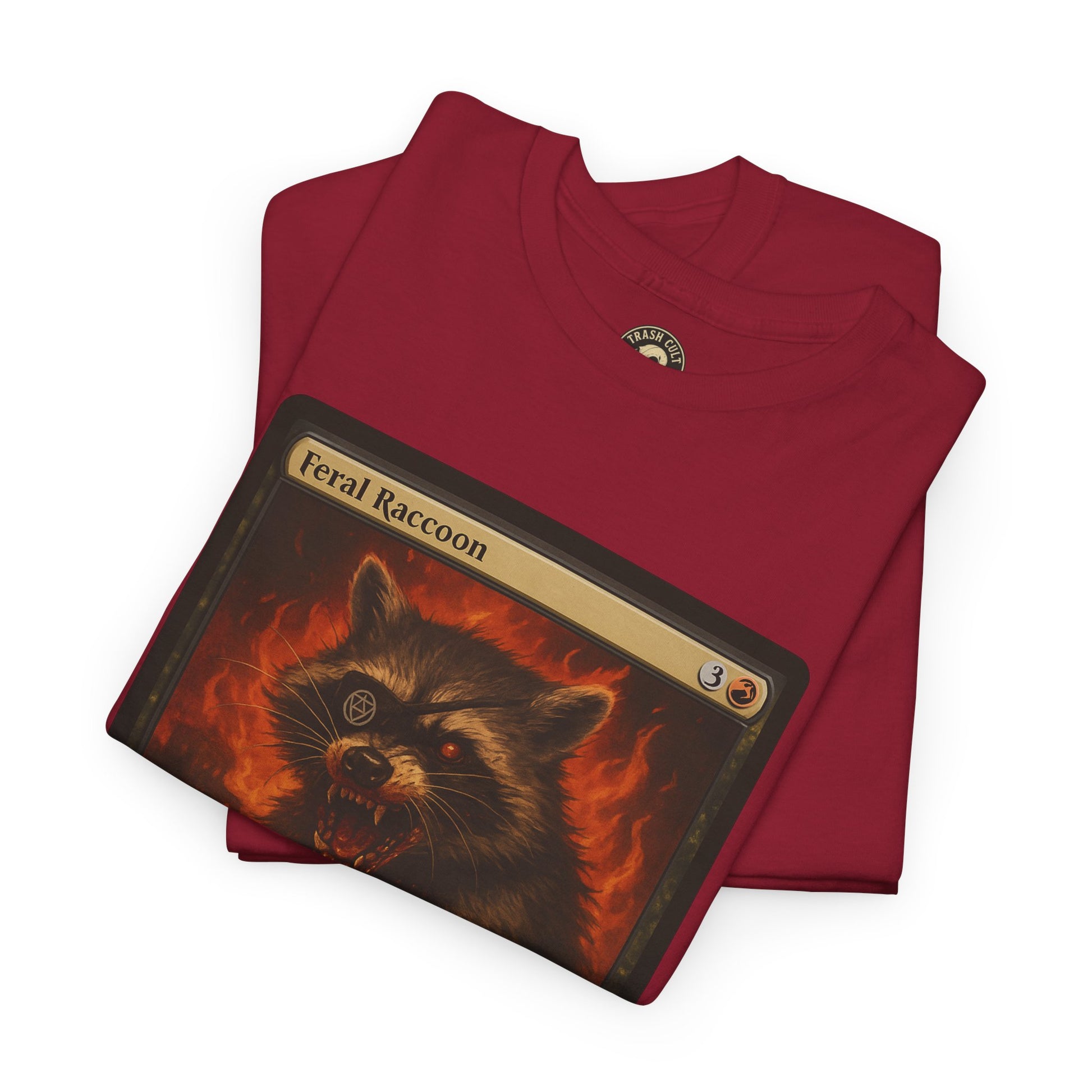 Feral Raccoon Magic Card Shirt – MTG-Inspired Beast Rogue Tee, Trash Cult Creature Card, Gildan 5000 Unisex T-Shirt