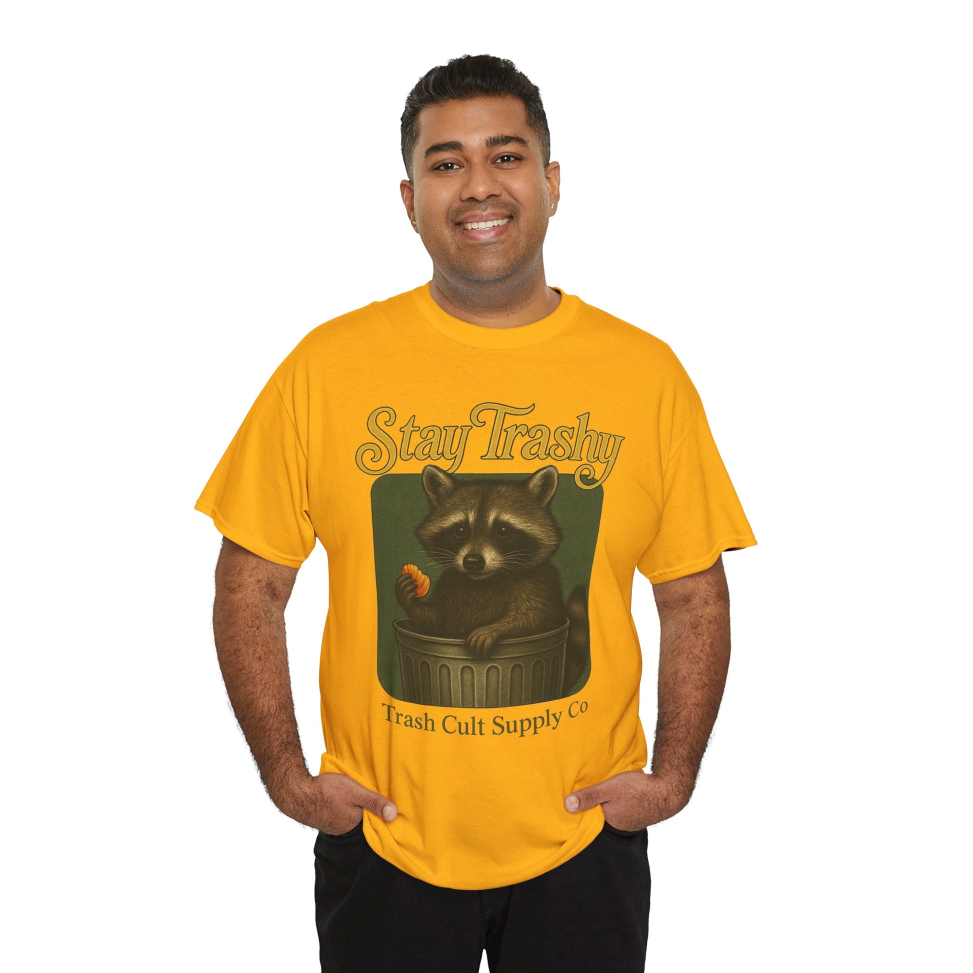 Stay Trashy Raccoon T-Shirt – Vintage-Style Cute Trash Panda | Trash Cult Supply Co | Gildan 5000