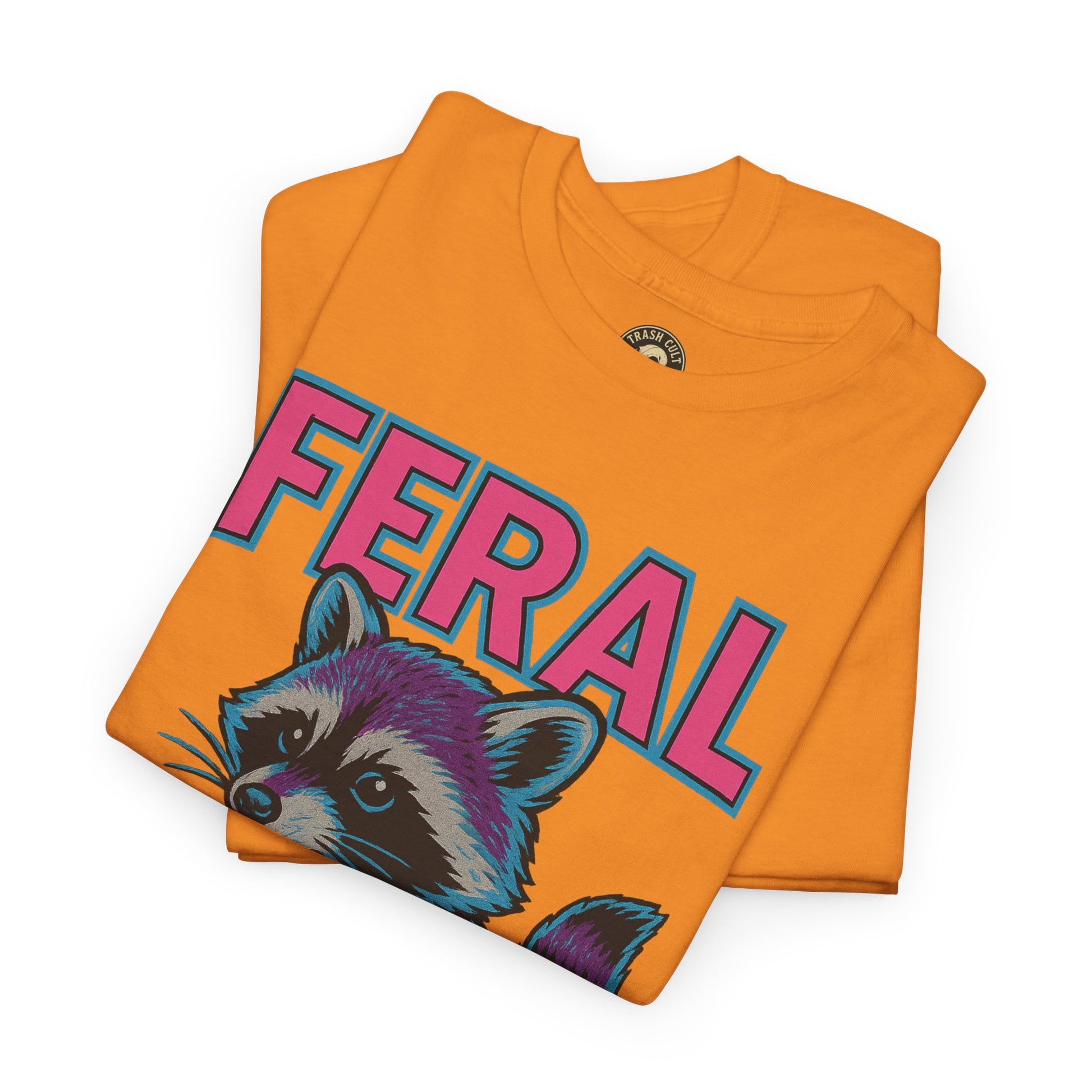 FERAL Raccoon 80s Retro Shirt – Trash Cult Supply Co. – Gildan 5000 Tee