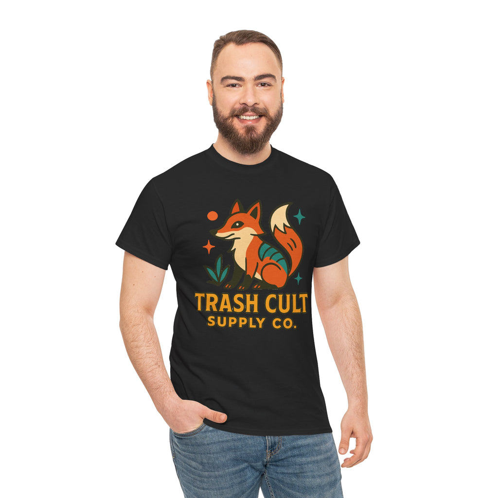 Trash Cult Fox Unisex Heavy Cotton Tee - Eco-Friendly Fashion Statement, Perfect for Nature Lovers, Casual Wear, Gifts, and Festivals