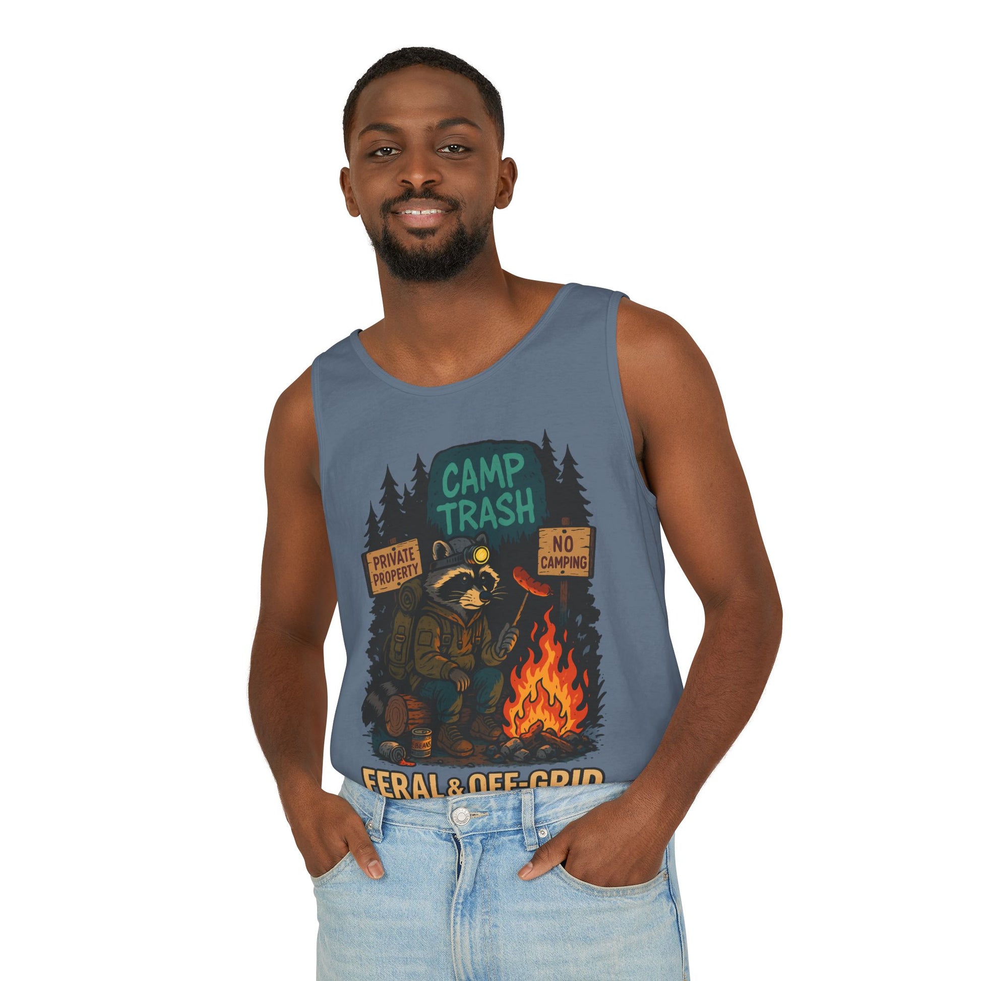 Camp Trash Raccoon Tank Top – Feral & Off-Grid Summer Shirt by Trash Cult