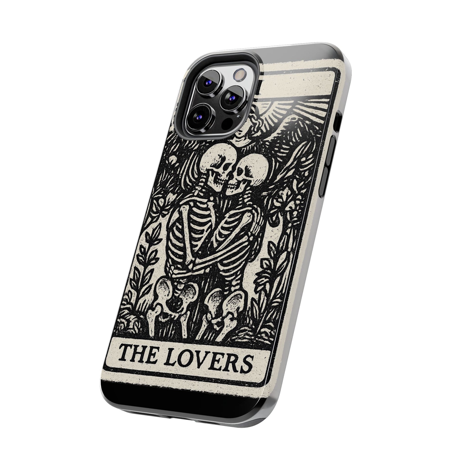 Tough Phone Case with Skeleton Lovers Design, Gothic Phone Cover, Unique Couples Gift, Halloween Accessory, Edgy Tech Design