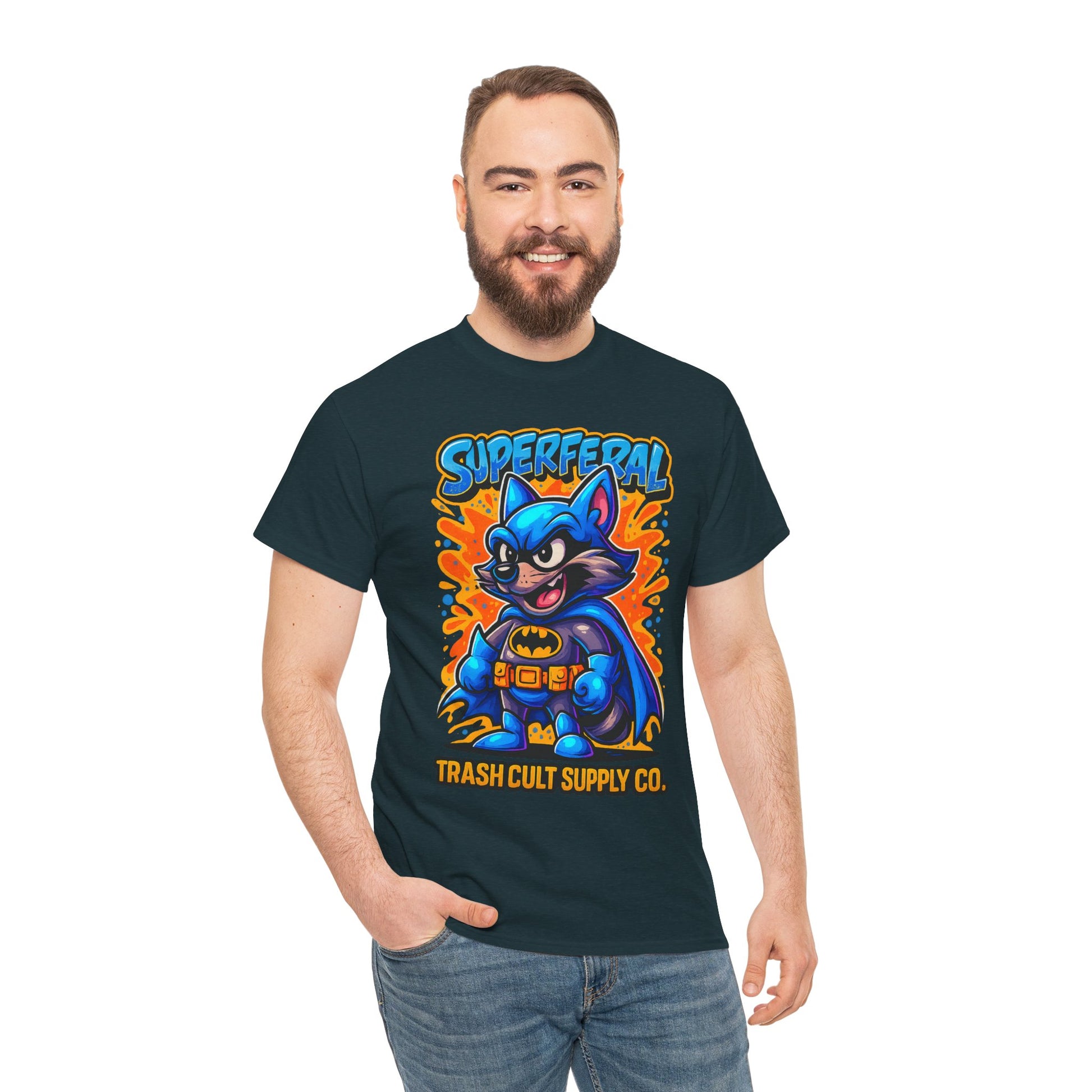 SuperFeral Raccoon Graffiti Shirt – Bold New School Superhero Streetwear | Trash Cult Supply Co