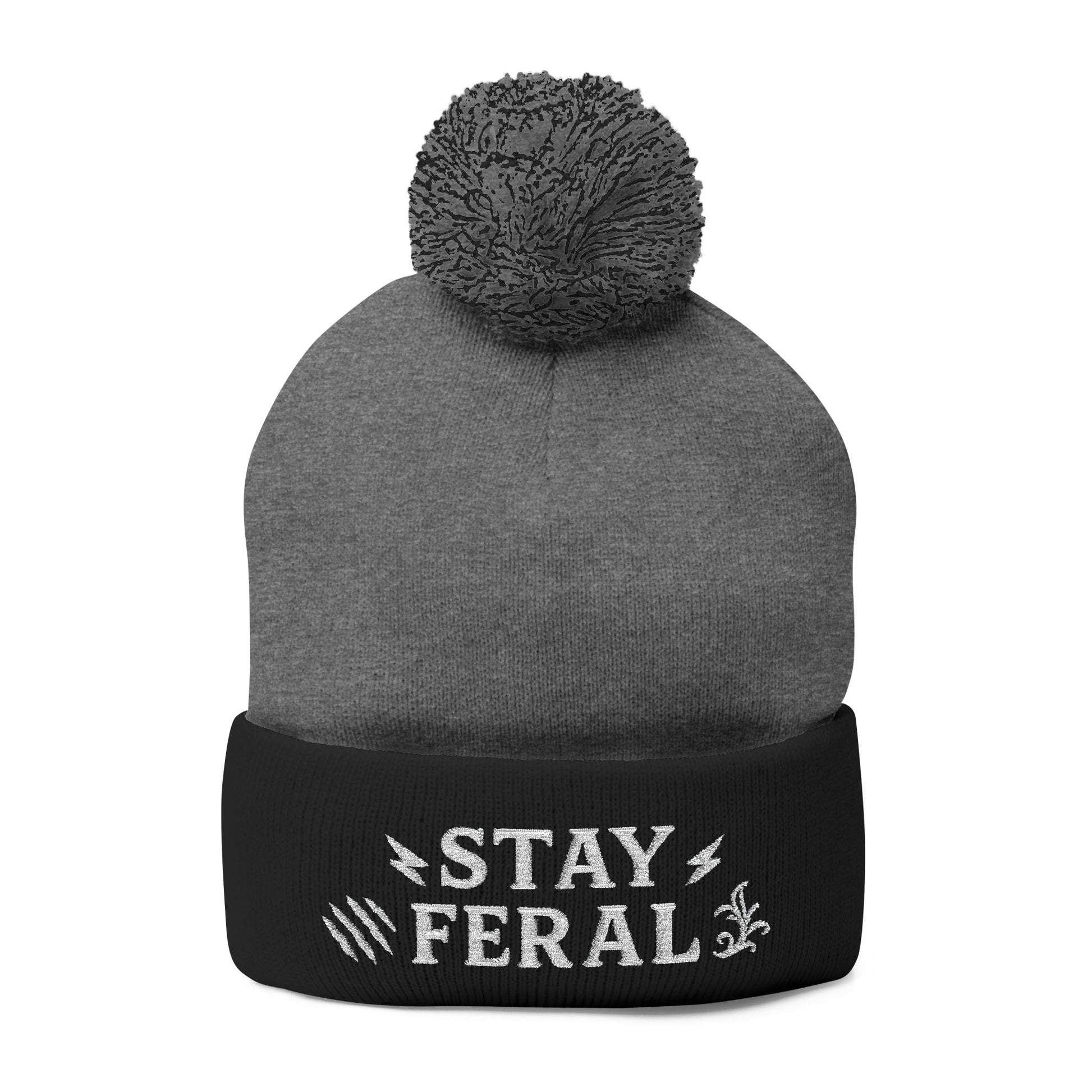 Stay Feral Pom-Pom Knit Cap, Cozy Winter Beanie, Embroidered Hats for Adventurers, Gift for Outdoorsy Friends, Stylish Cold Weather [...]