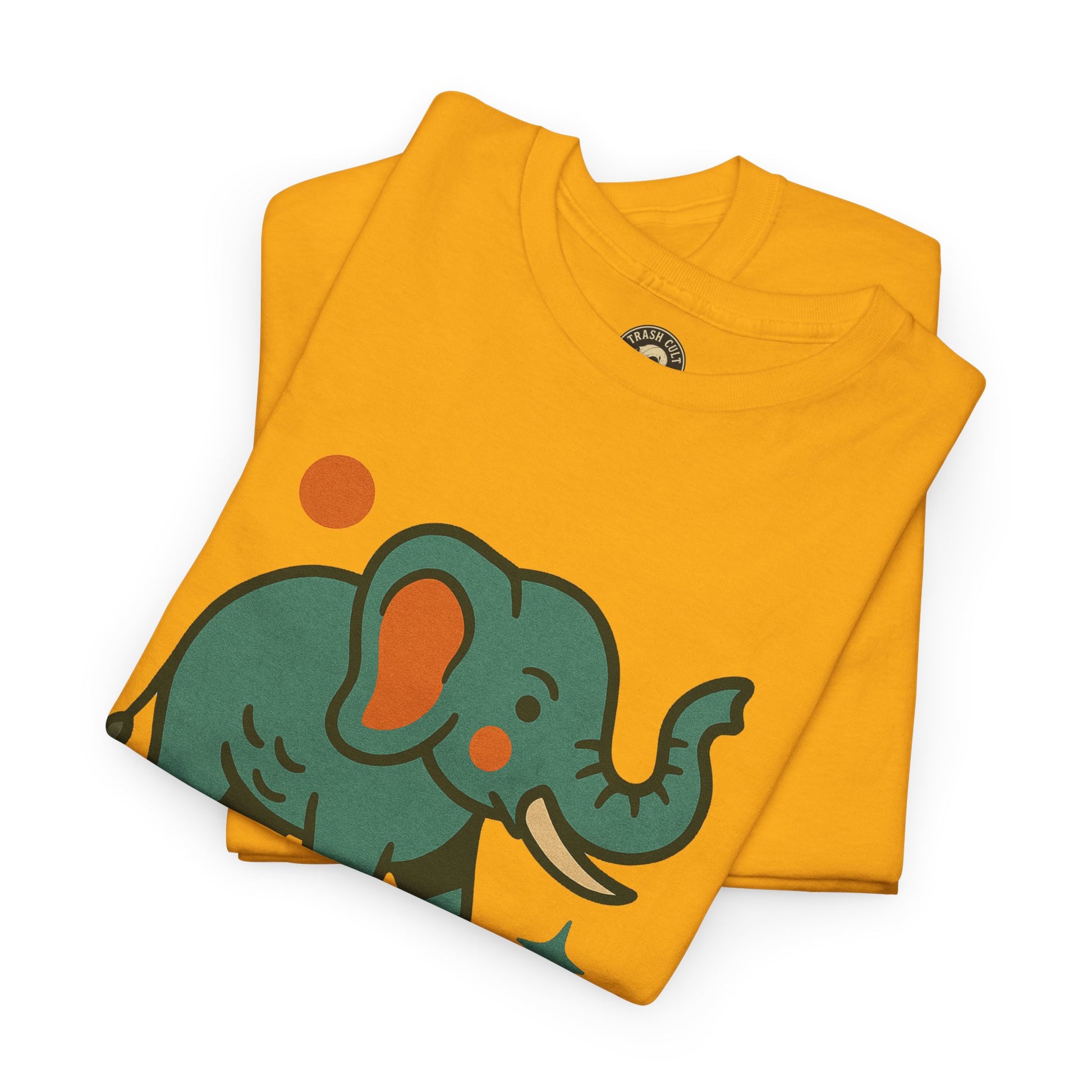 Trash Cult Elephant Unisex Heavy Cotton Tee, Eco-Friendly Shirt, Cool Casual Tee, Gift for Animal Lovers, Vintage Style T-Shirt