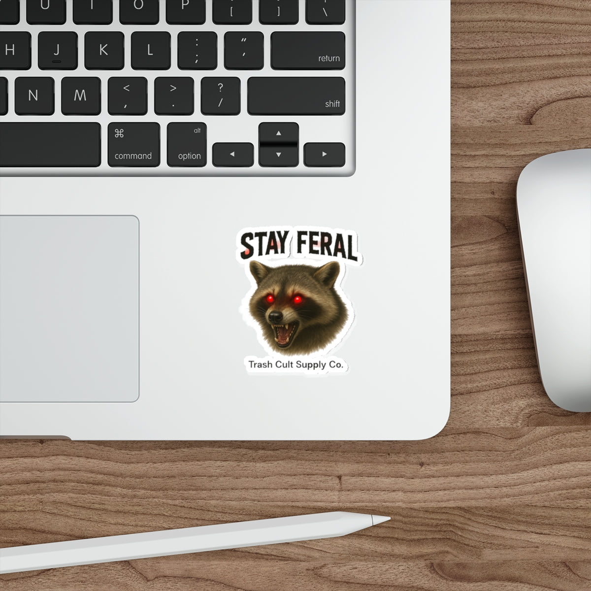 Stay Feral Die-Cut Stickers | Raccoon Sticker, Laptop Decals, Eco-Friendly Stickers, Trash Cult Supply Co. Merchandise