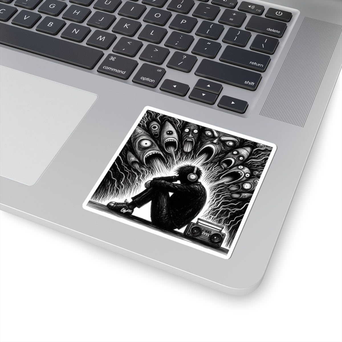 Xian Allen x Trash Cult Sticker – “Turn It Up Louder” | Screaming Faces Audio Overload Decal