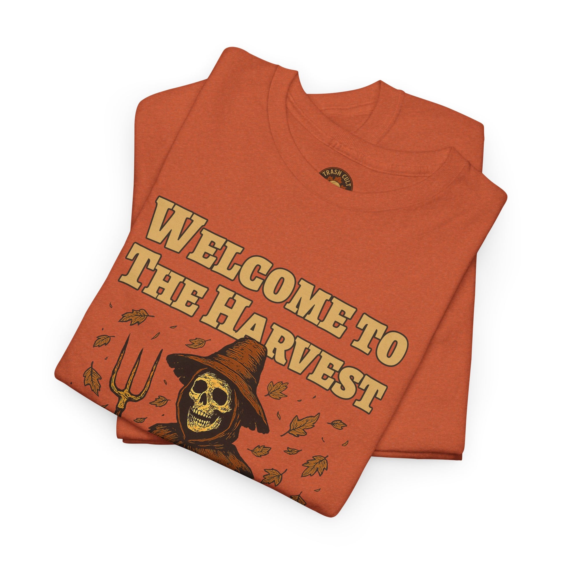 Eat the Rich Shirt – Welcome to the Harvest Skeleton Scarecrow Tee – Fall of Humanity Collection – Trash Cult Supply Co.