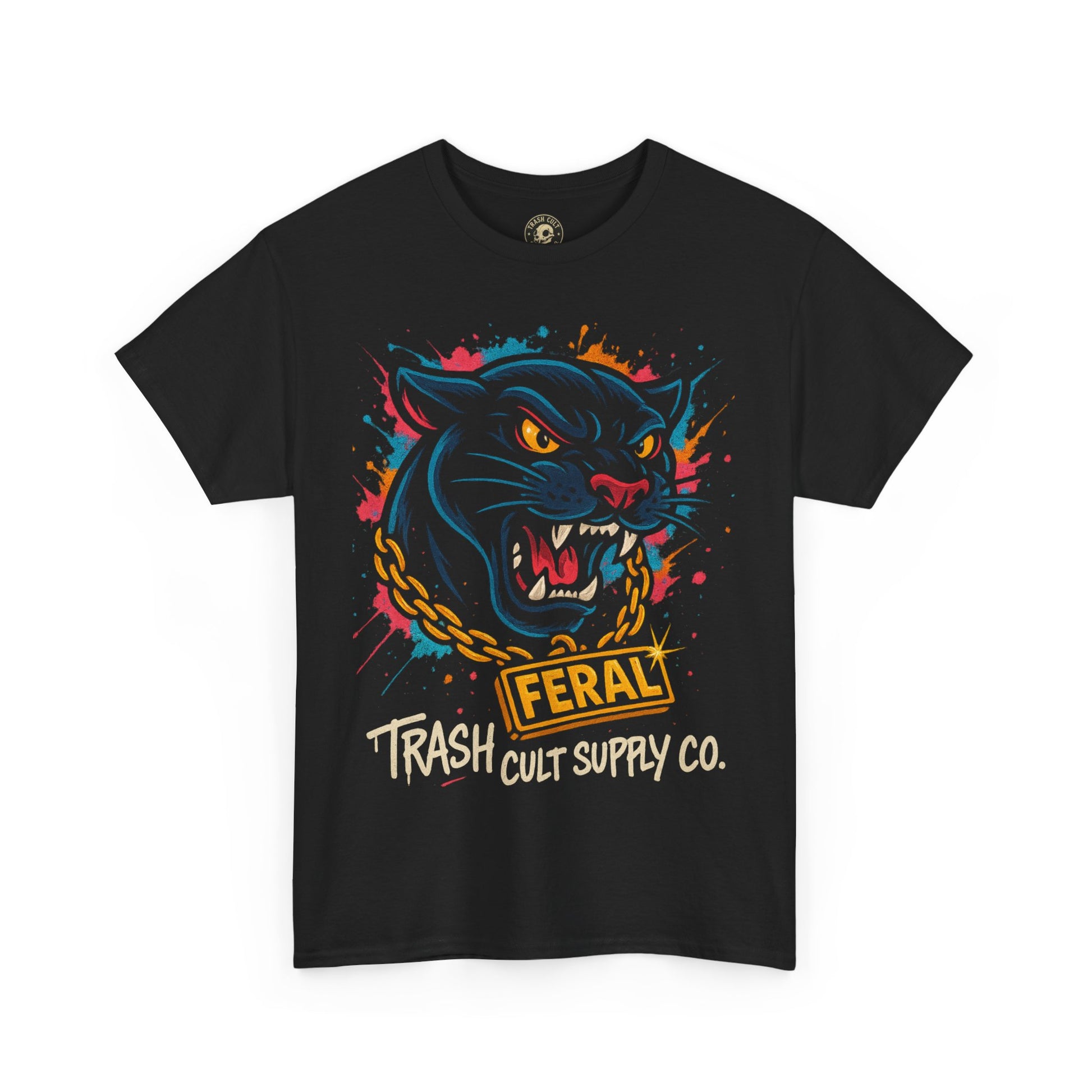 Feral Panther Graphic Tee | Unisex Heavy Cotton T-Shirt, Casual Wear, Gifts for Cat Lovers, Unique Streetwear, Festival Outfit