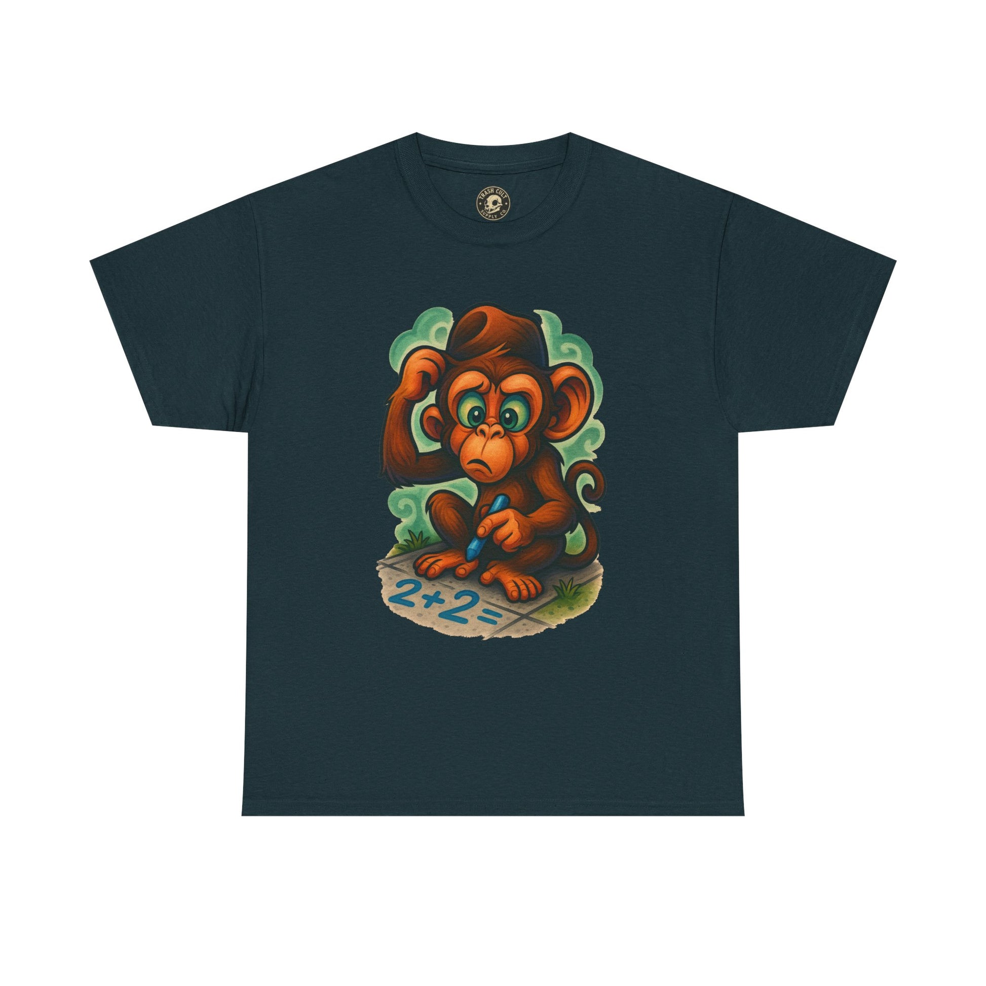 Confused Monkey Math Shirt – Funny Thoughtful Graphic Tee | Unisex Gildan 5000